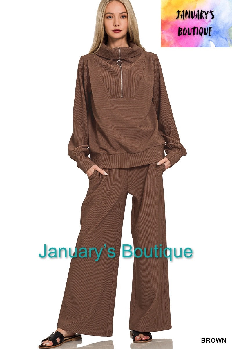 Women’s Brown Scuba Pants Set