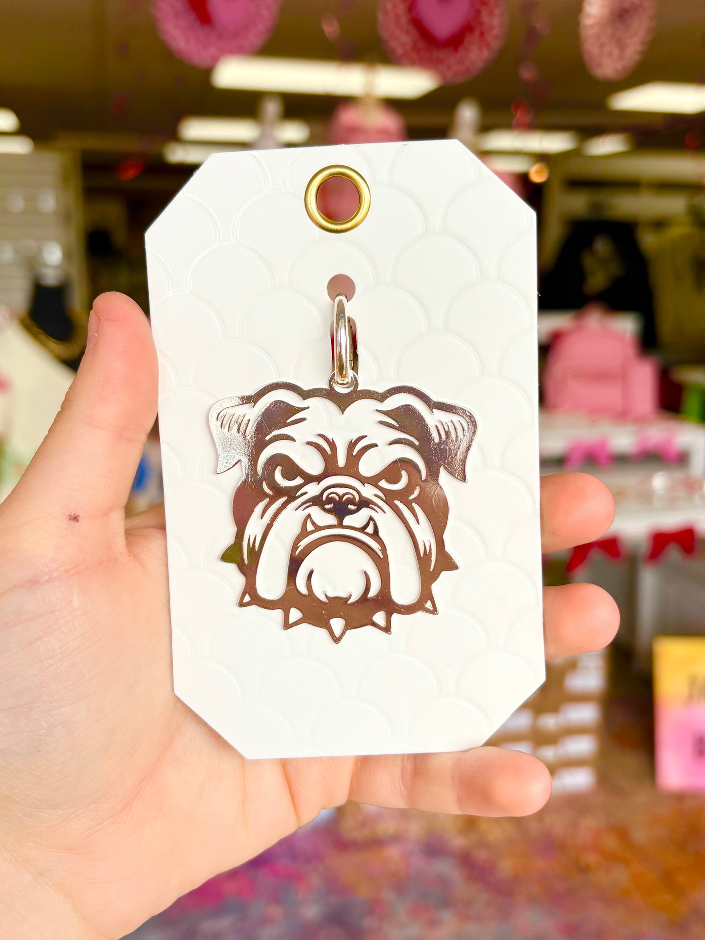 Silver Outline Bulldog Pendant