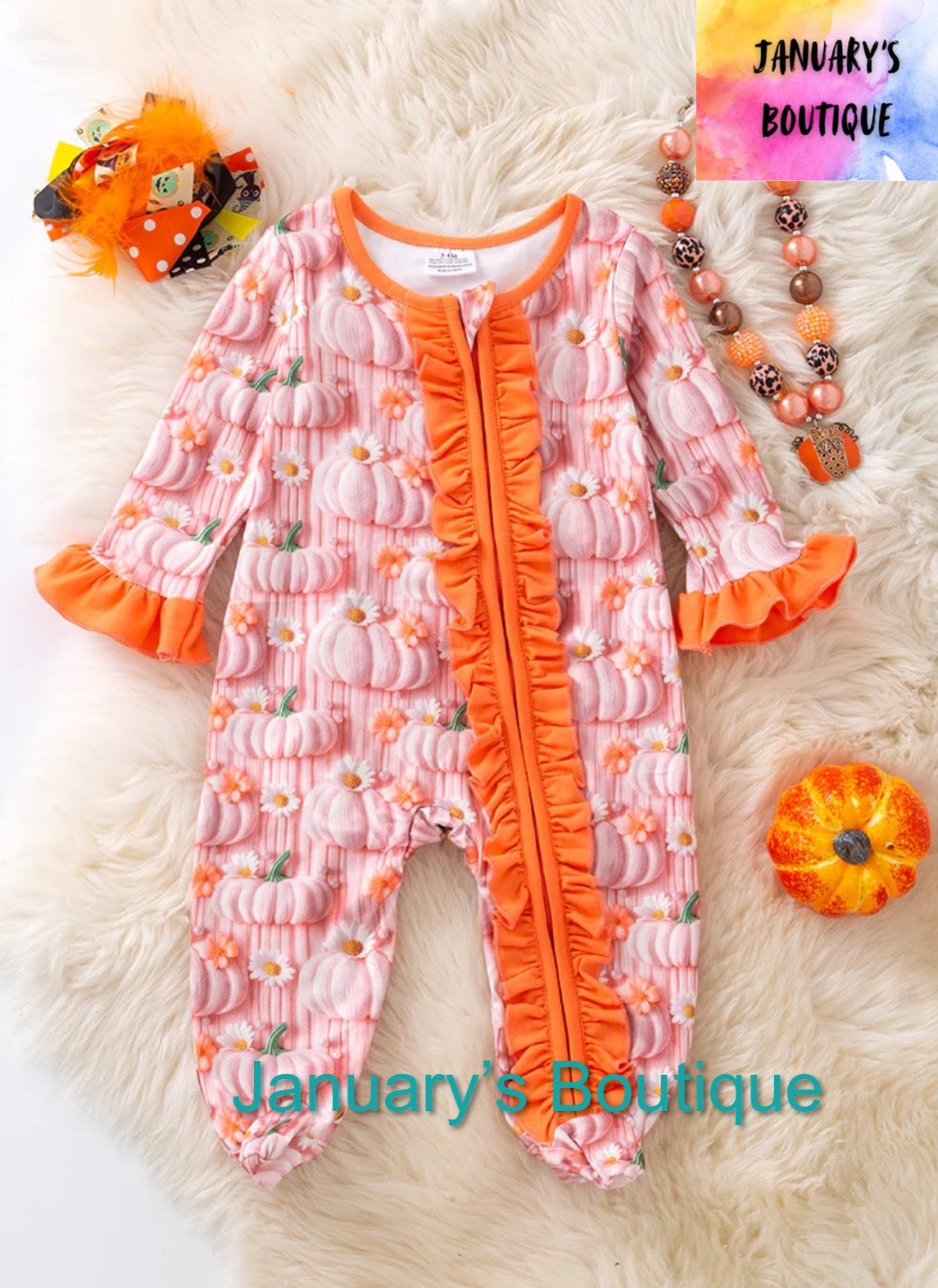 Girl’s Pumpkin Romper