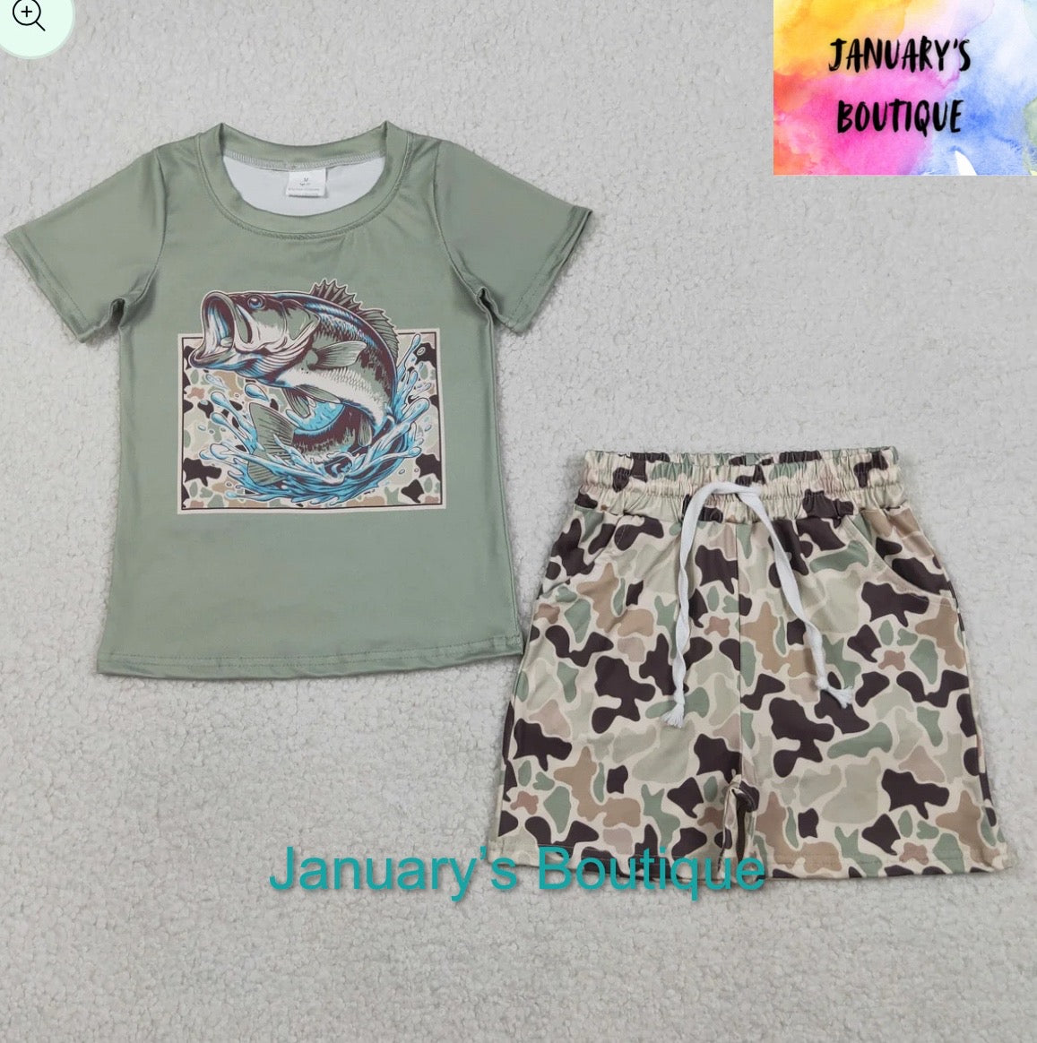 Boy’s Bass Camo Short Set
