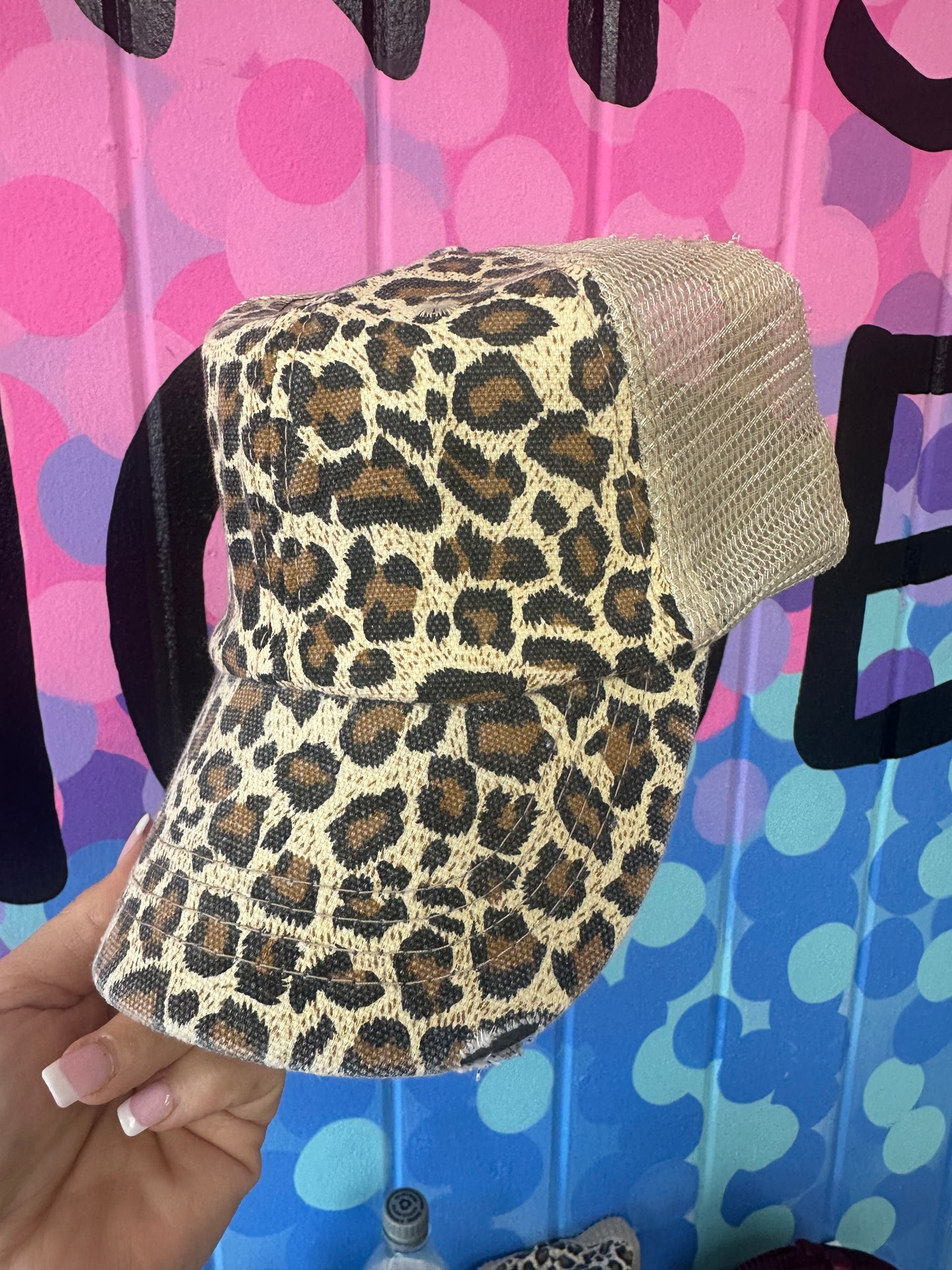 Women’s Leopard Ponytail Hat