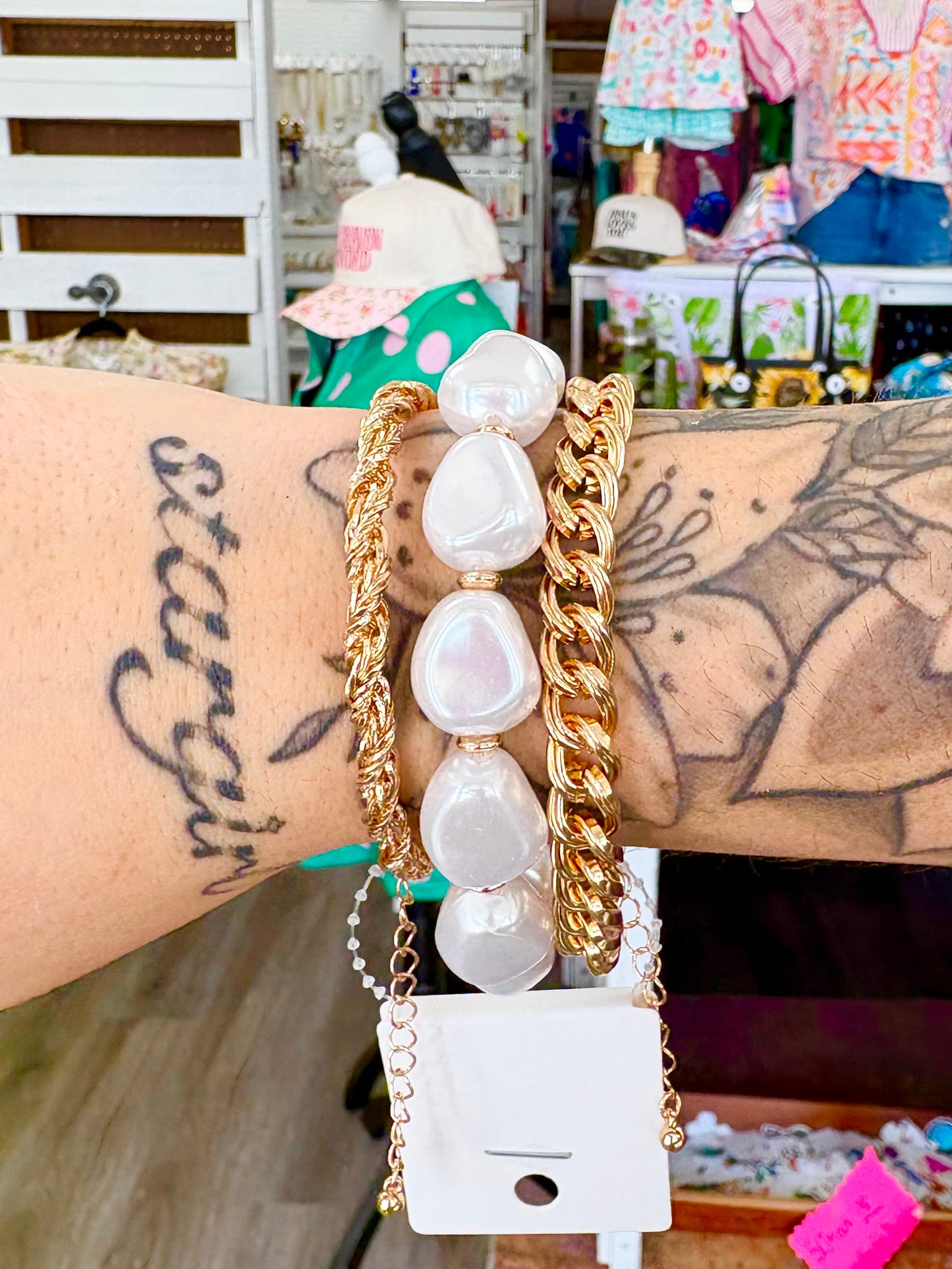 KK Chain/Pearl Bracelet Set