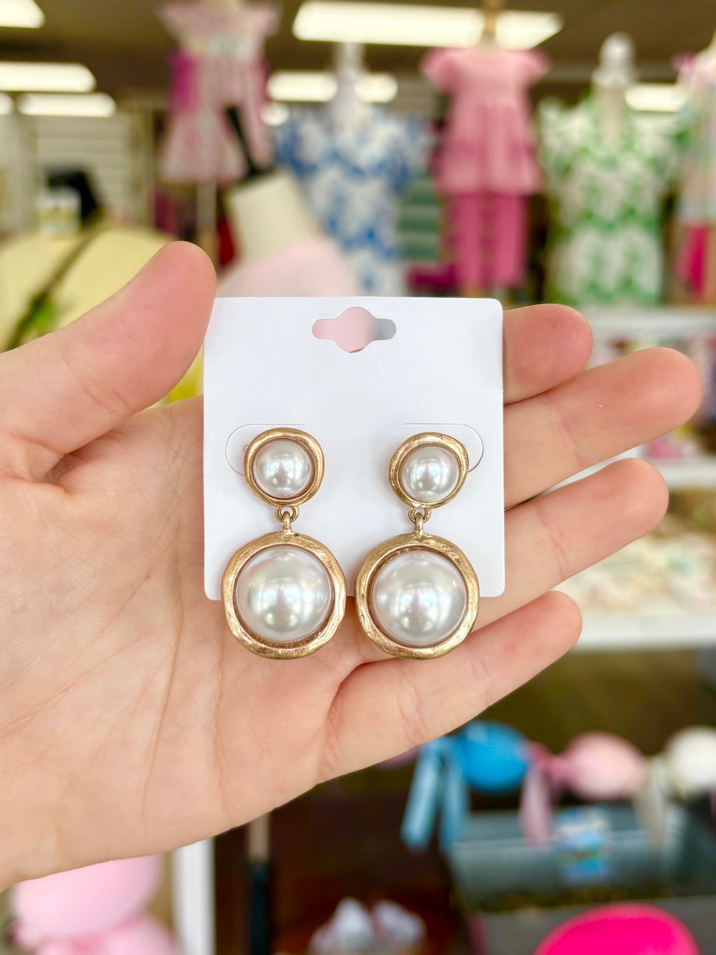 KK Circular Matte Gold & Pearl Earrings