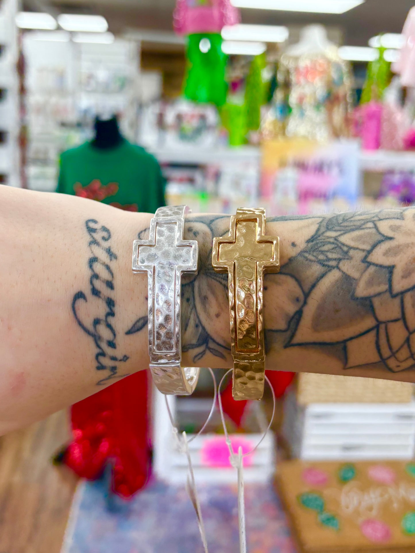 Textured Cross Bracelet