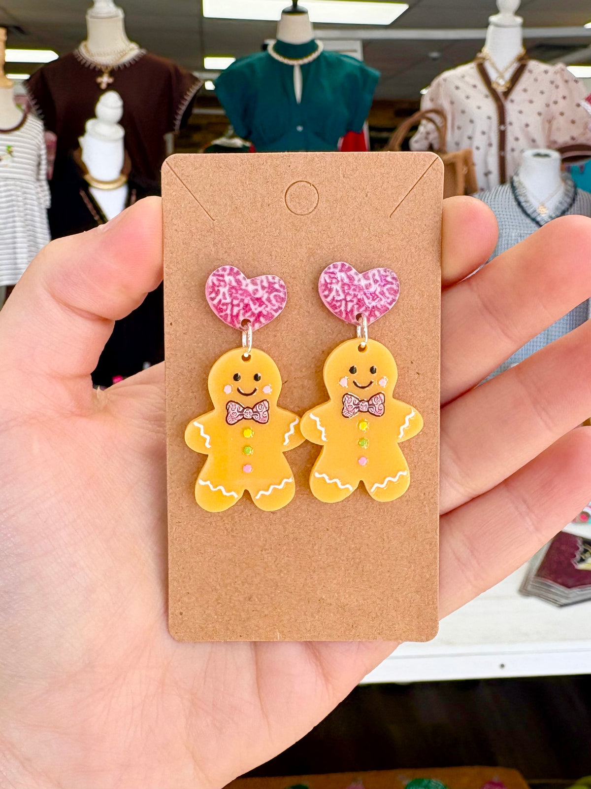KK Christmas Pink Gingerbread Earrings