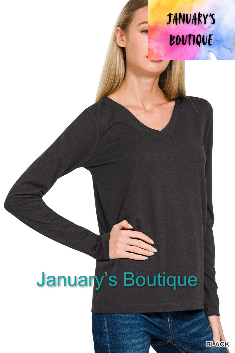 Women’s Black V-neck Cotton T-shirt