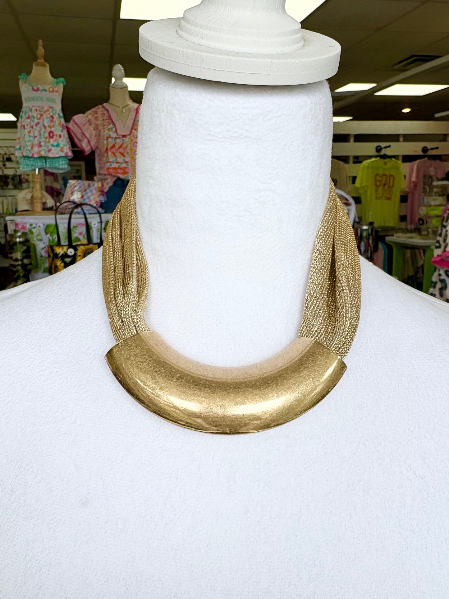 Matte Gold Shiny Fabric Necklace