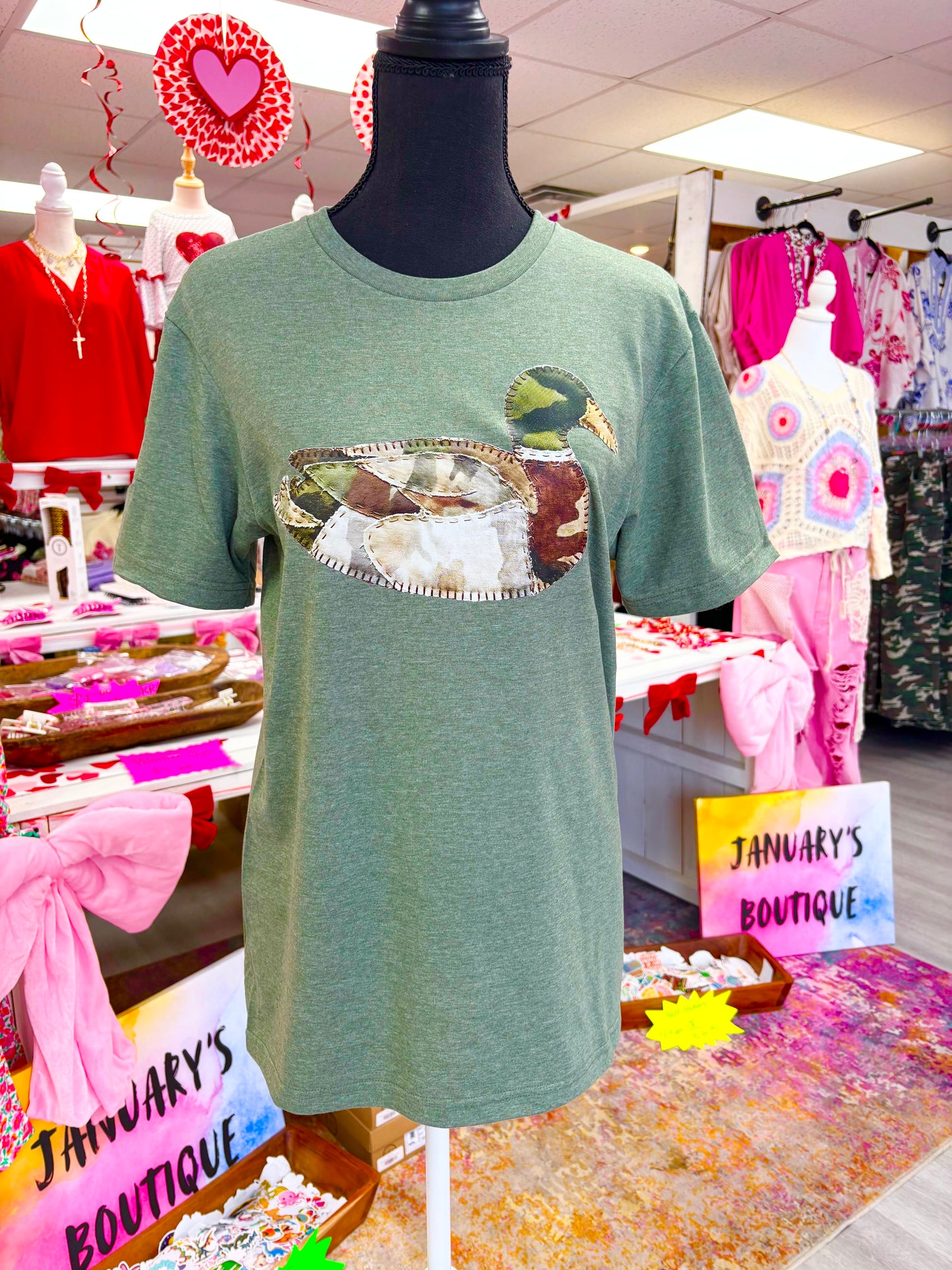 Gildan Faux Quilted Mallard Duck Graphic Tee