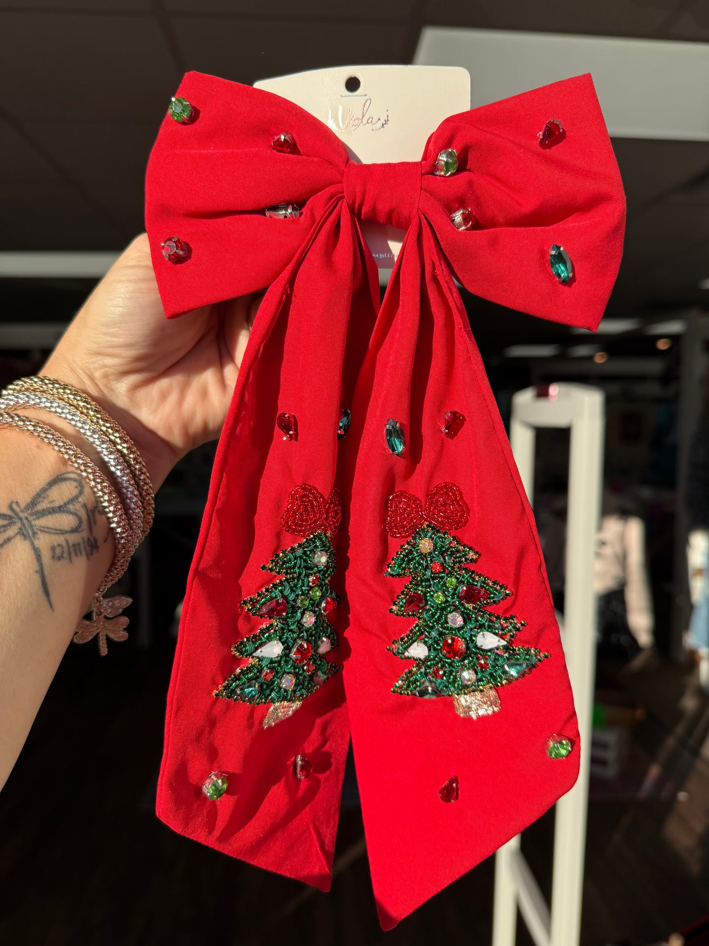 Red Sequin Christmas Tree Hairbow