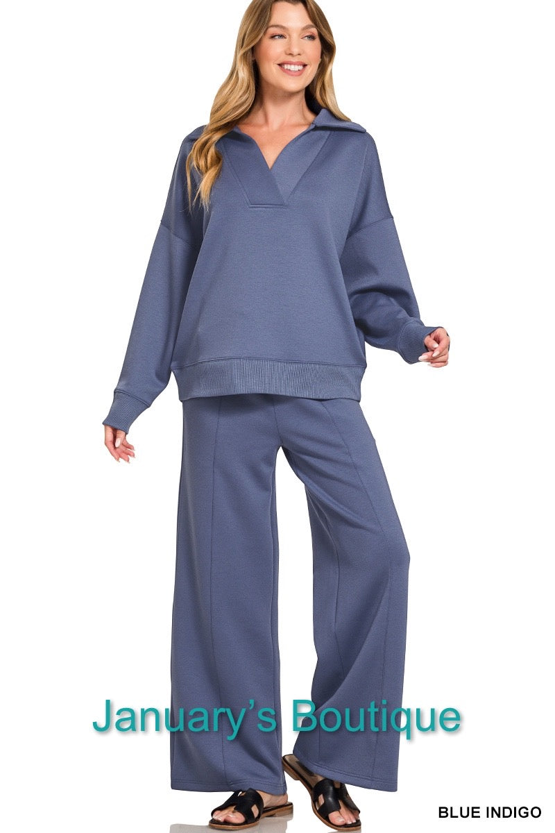 Women’s Indigo Blue Scuba Pants Set