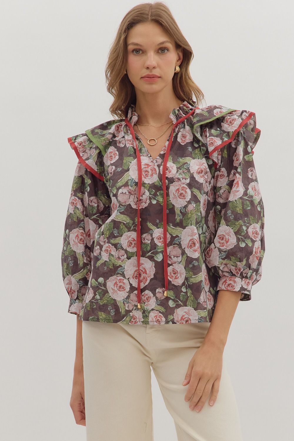 Women’s Floral Print Ruffle Top