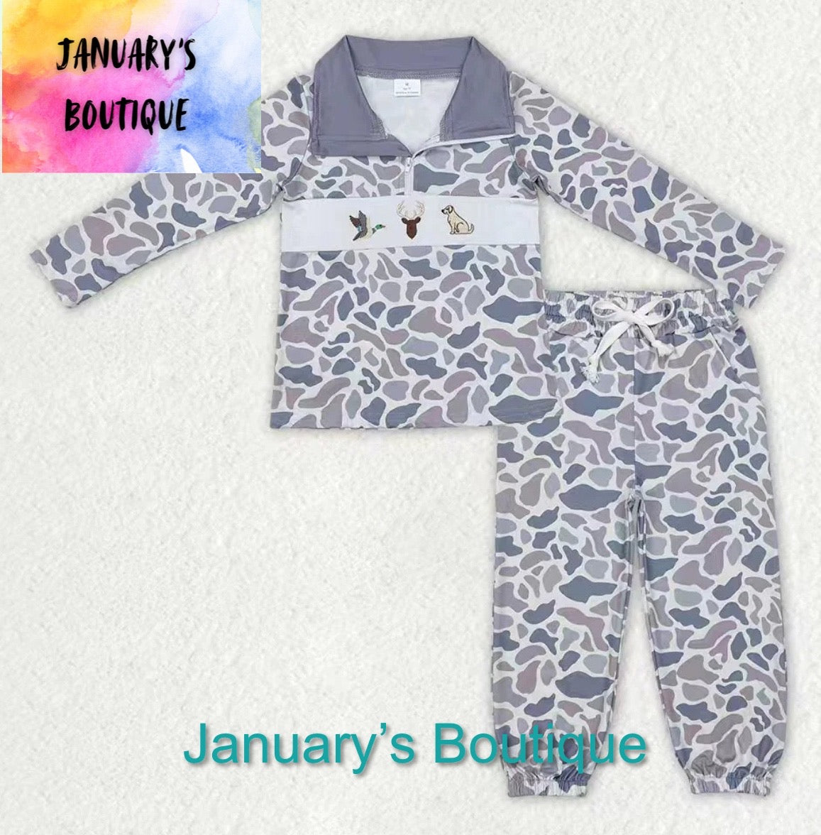 Boy’s Embroidery Camo Set