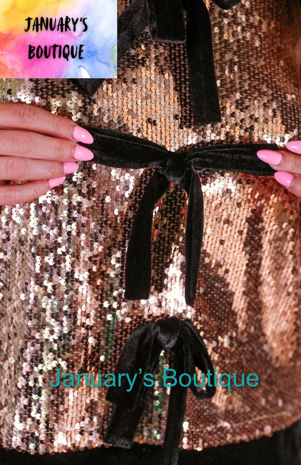 Women’s Rose Gold Sequin Top