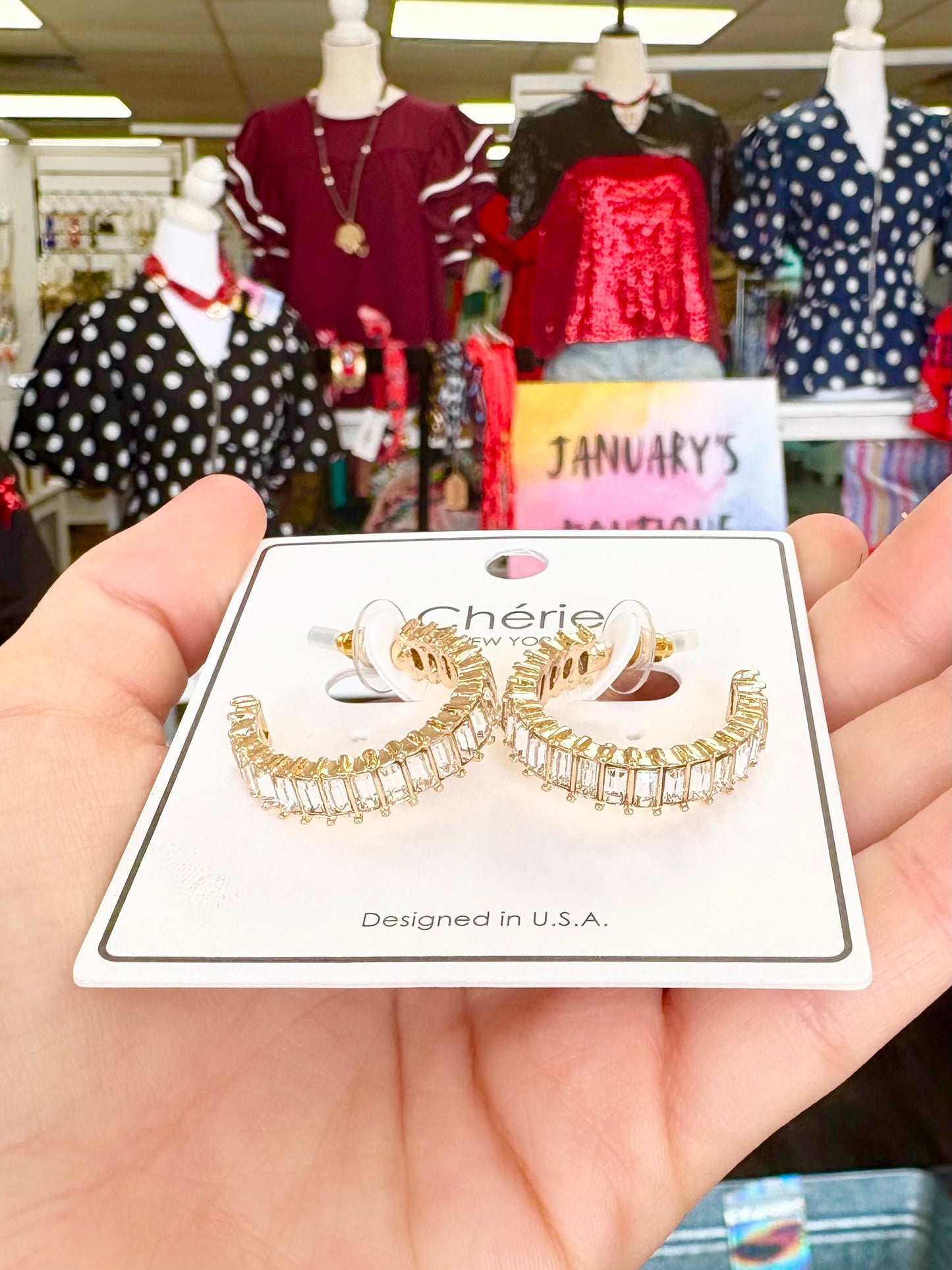 Small Gold/Rhinestone Hoops