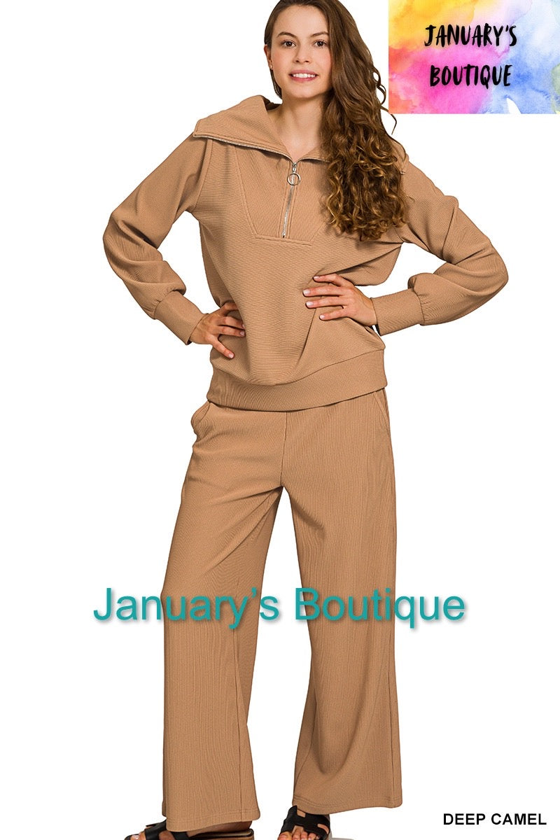 Women’s Deep Camel Scuba Pants Set