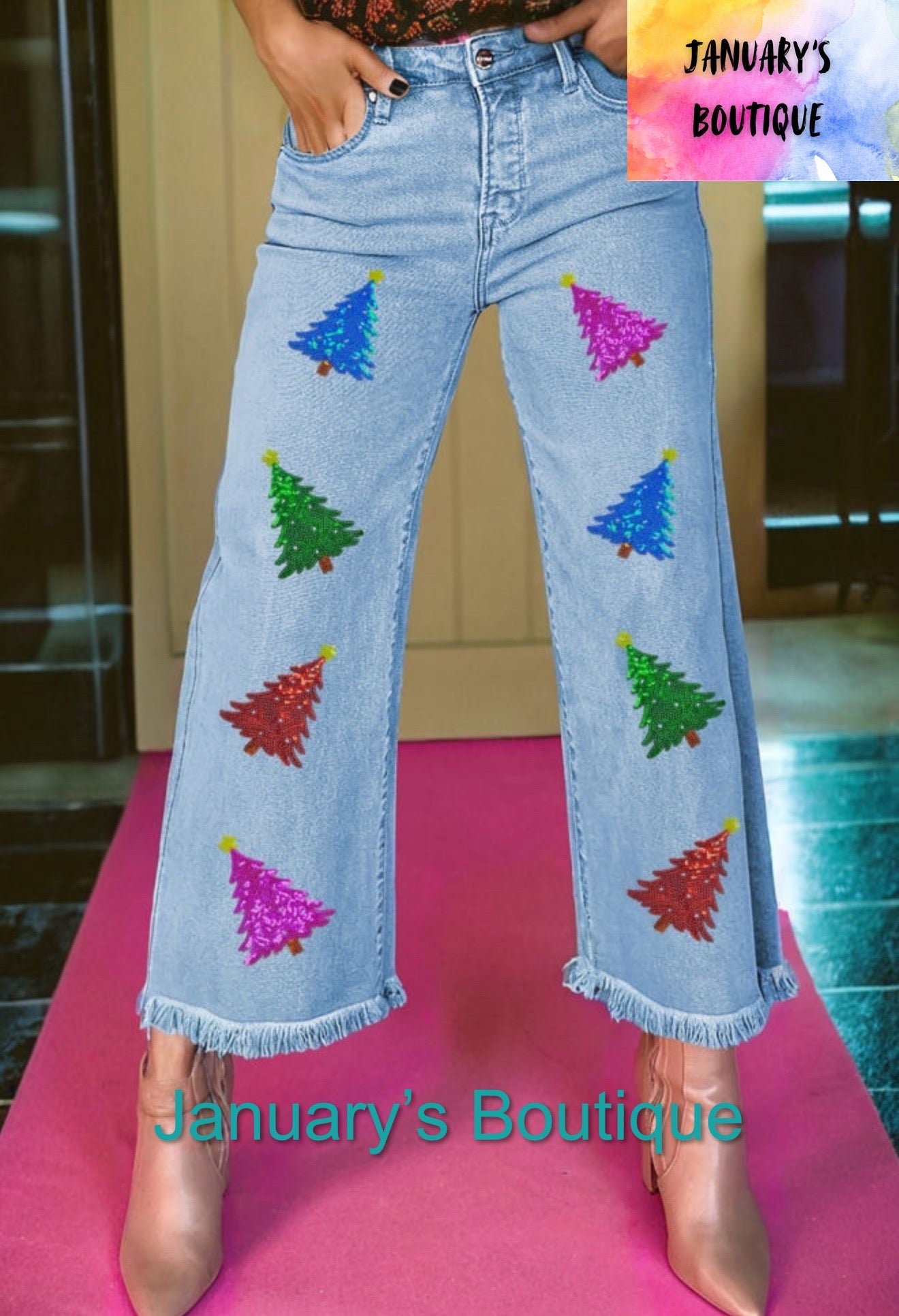 Women’s Sequin Christmas Jeans