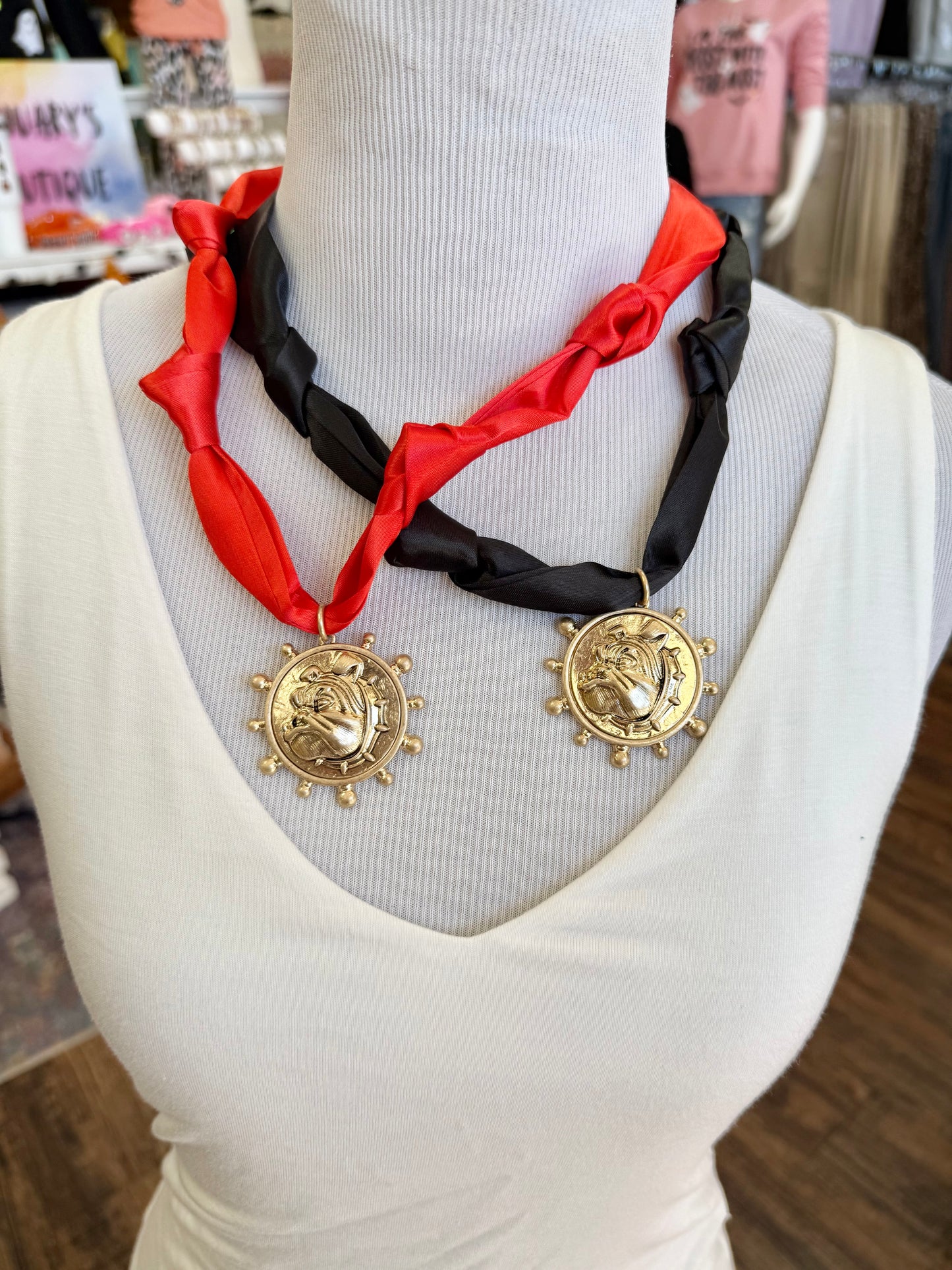 GA Bulldogs Scarf Necklace