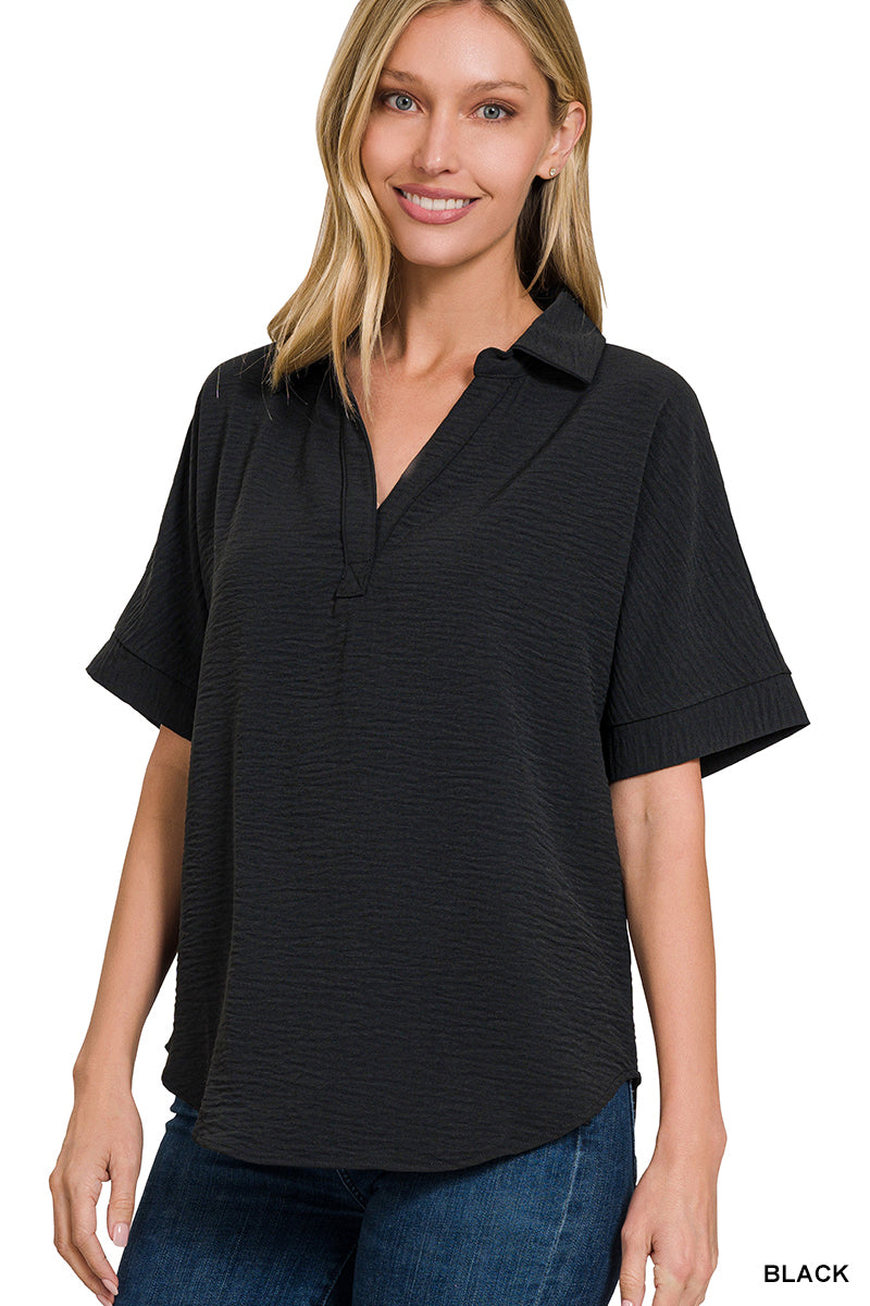 Women’s Airflow Black V-neck Top