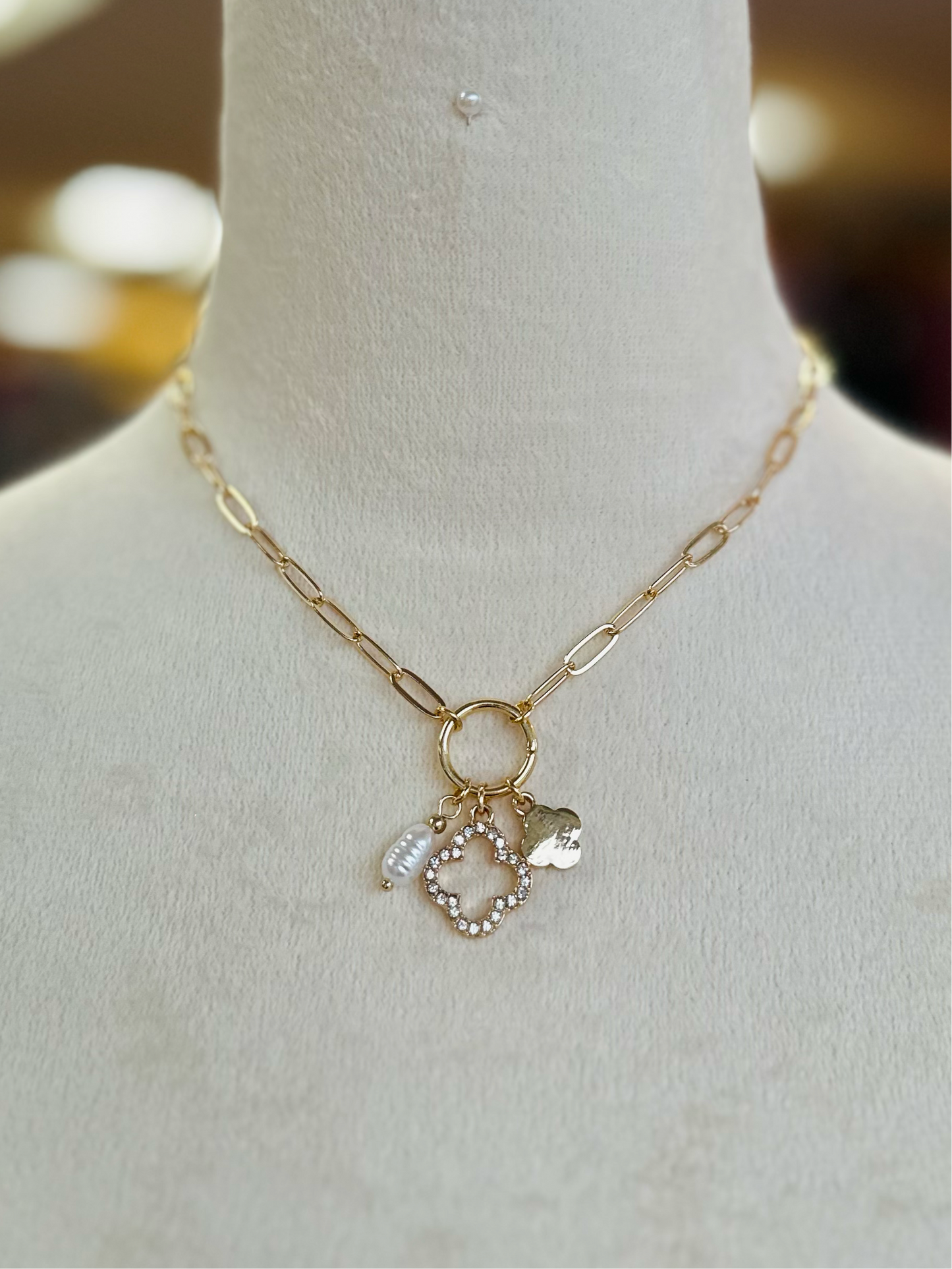 KK Rhinestone Clover Necklace