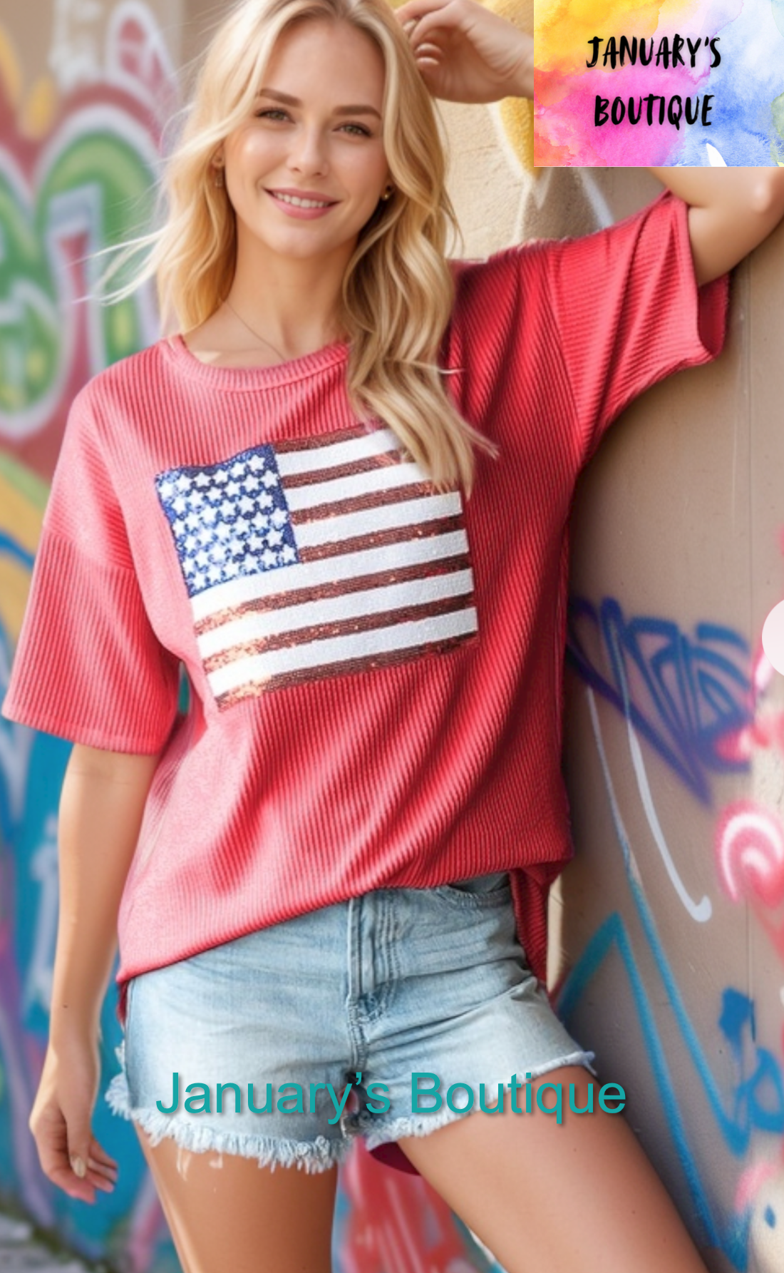 Women’s Plus Sequin Flag Top