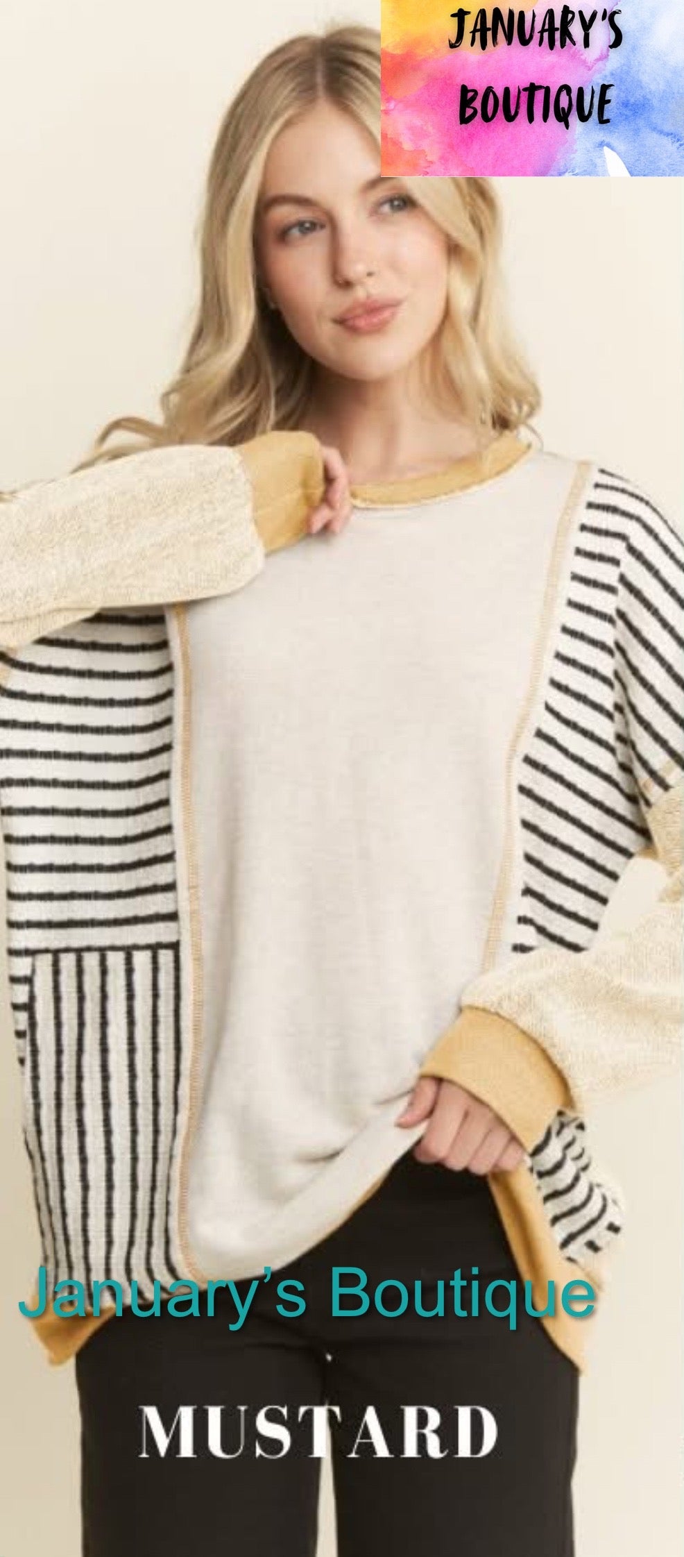 Women’s Mustard & Stripe Top