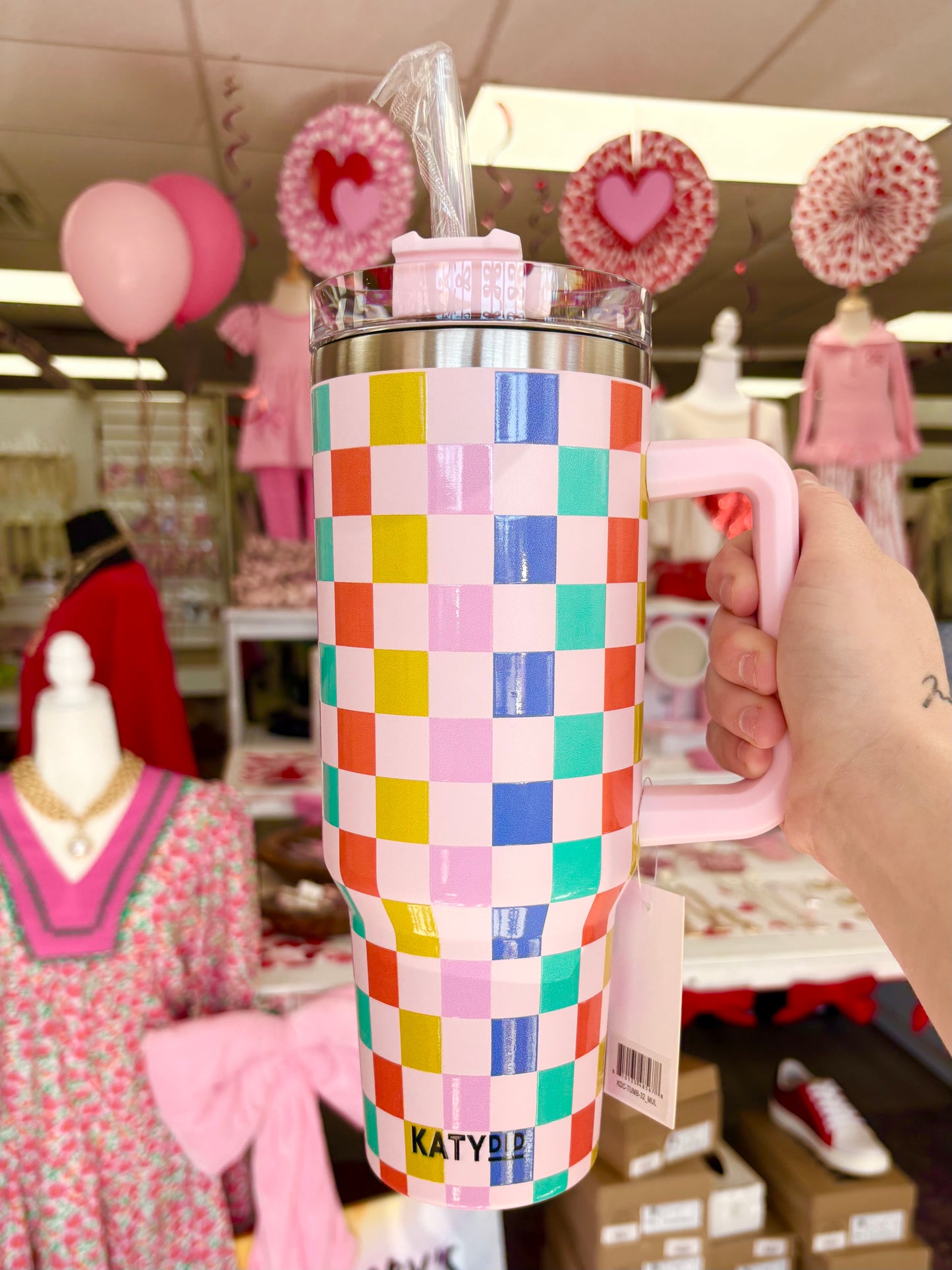 KK Multi Checkered Stainless Steel Tumbler (38 ounces)