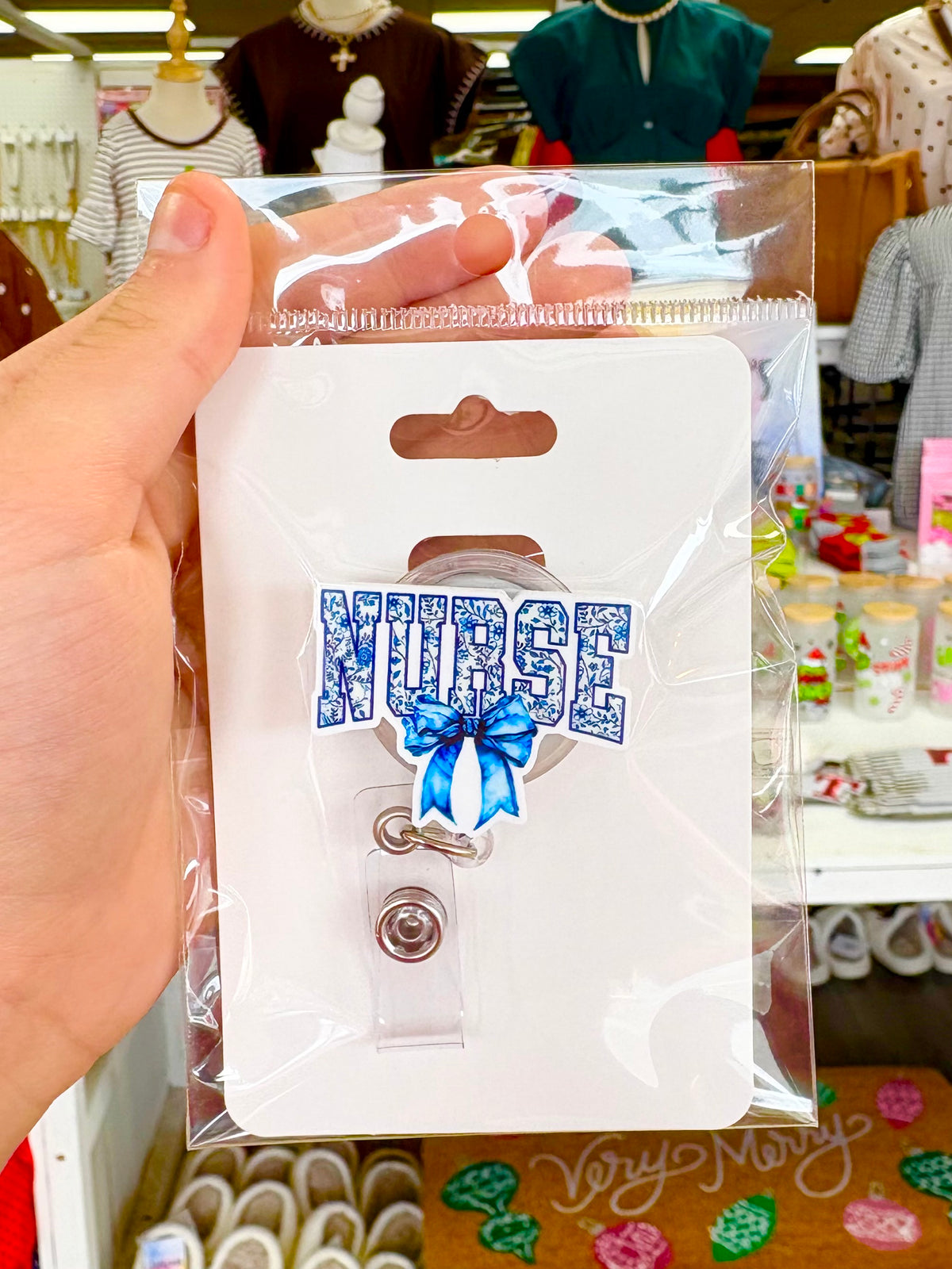 KK Blue Floral Nurse Badge Reel