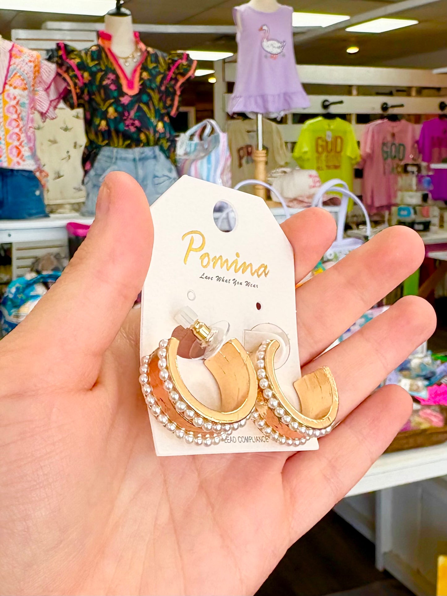 KK Small Thick Gold Pearl Hoops