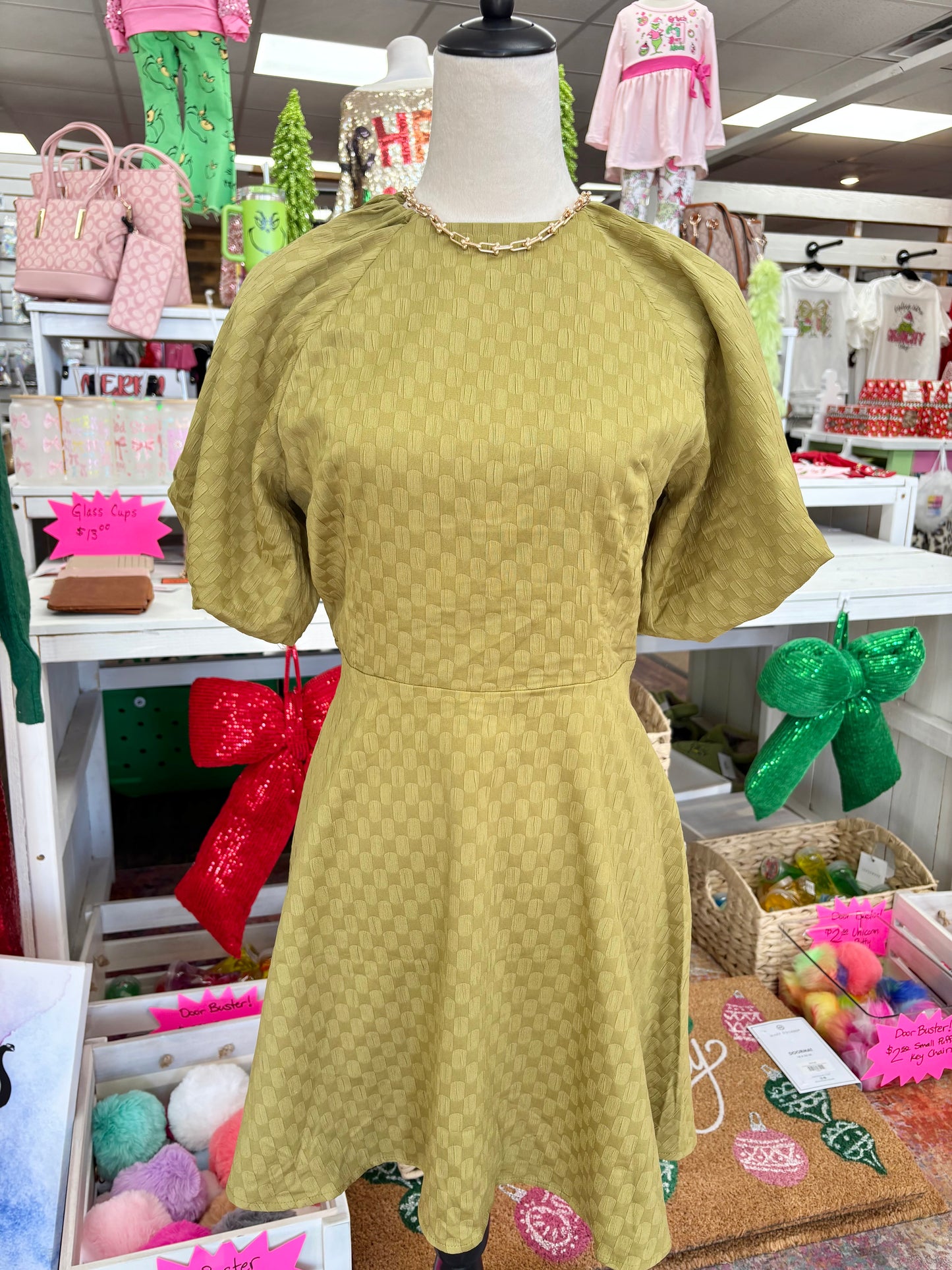 Women’s Olive Textured Dress