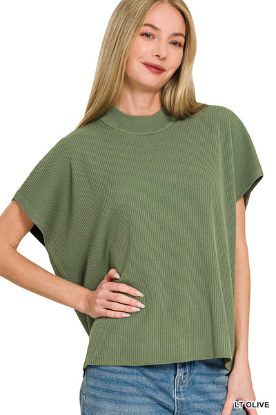 Women’s Lt Olive Viscose Mock Neck Sweater