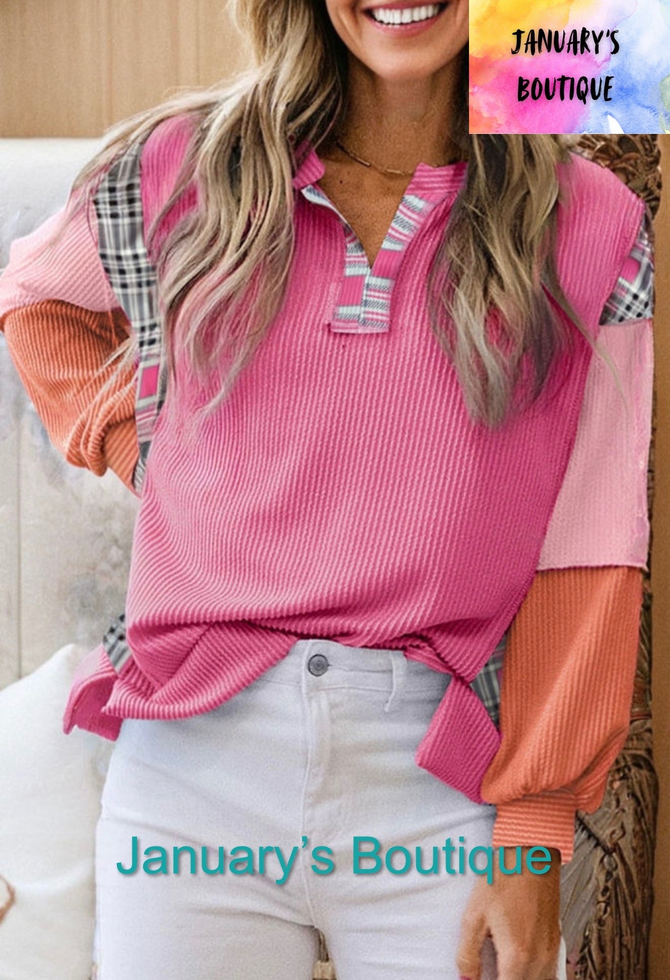 Women’s Ribbed Color Block Top