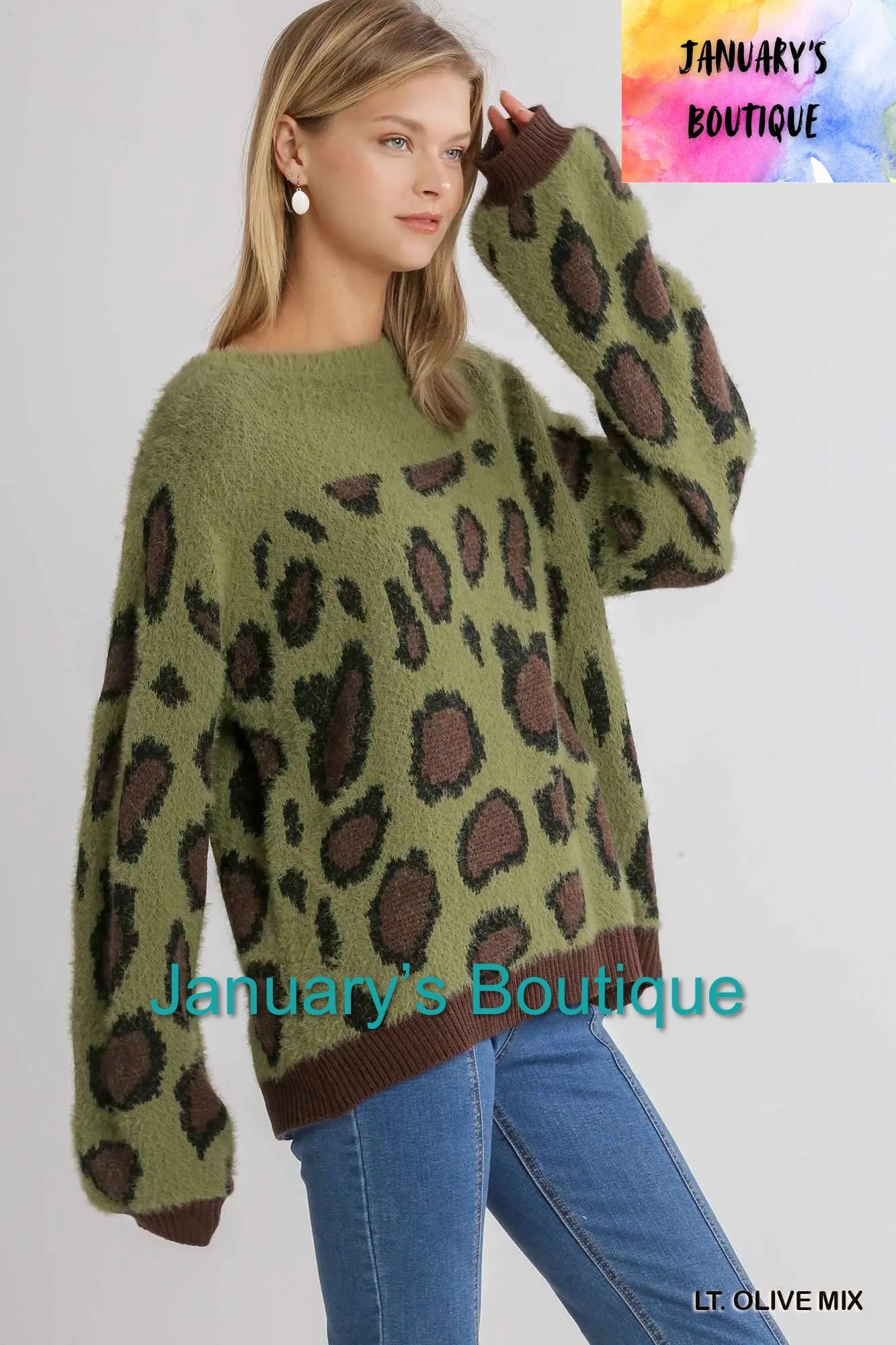 Olive Animal Print Sweater