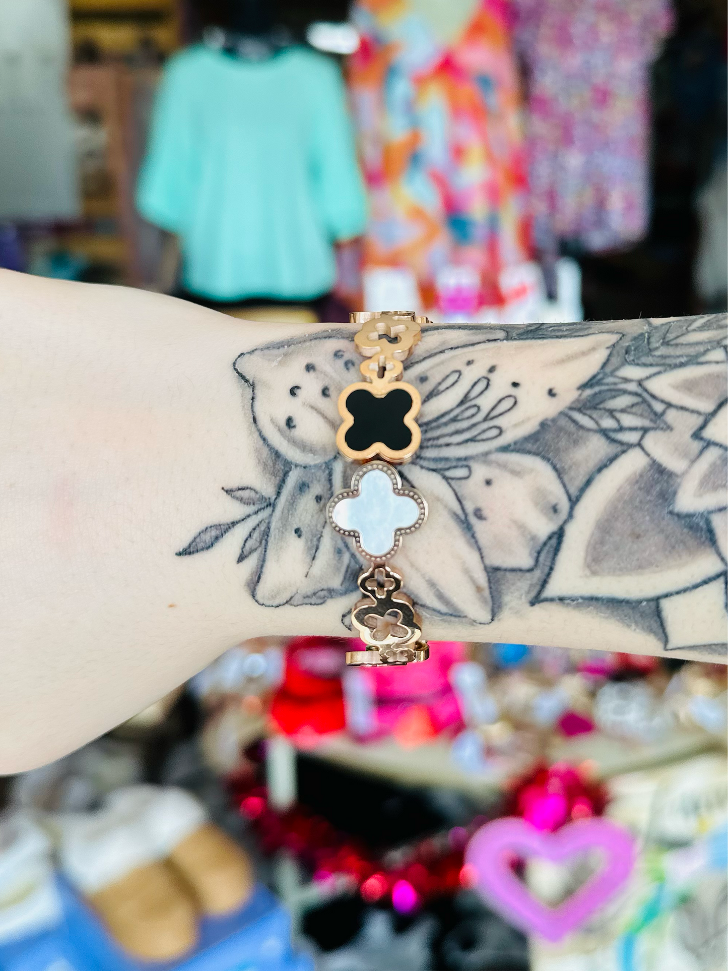 Gold Double Clover Bangle