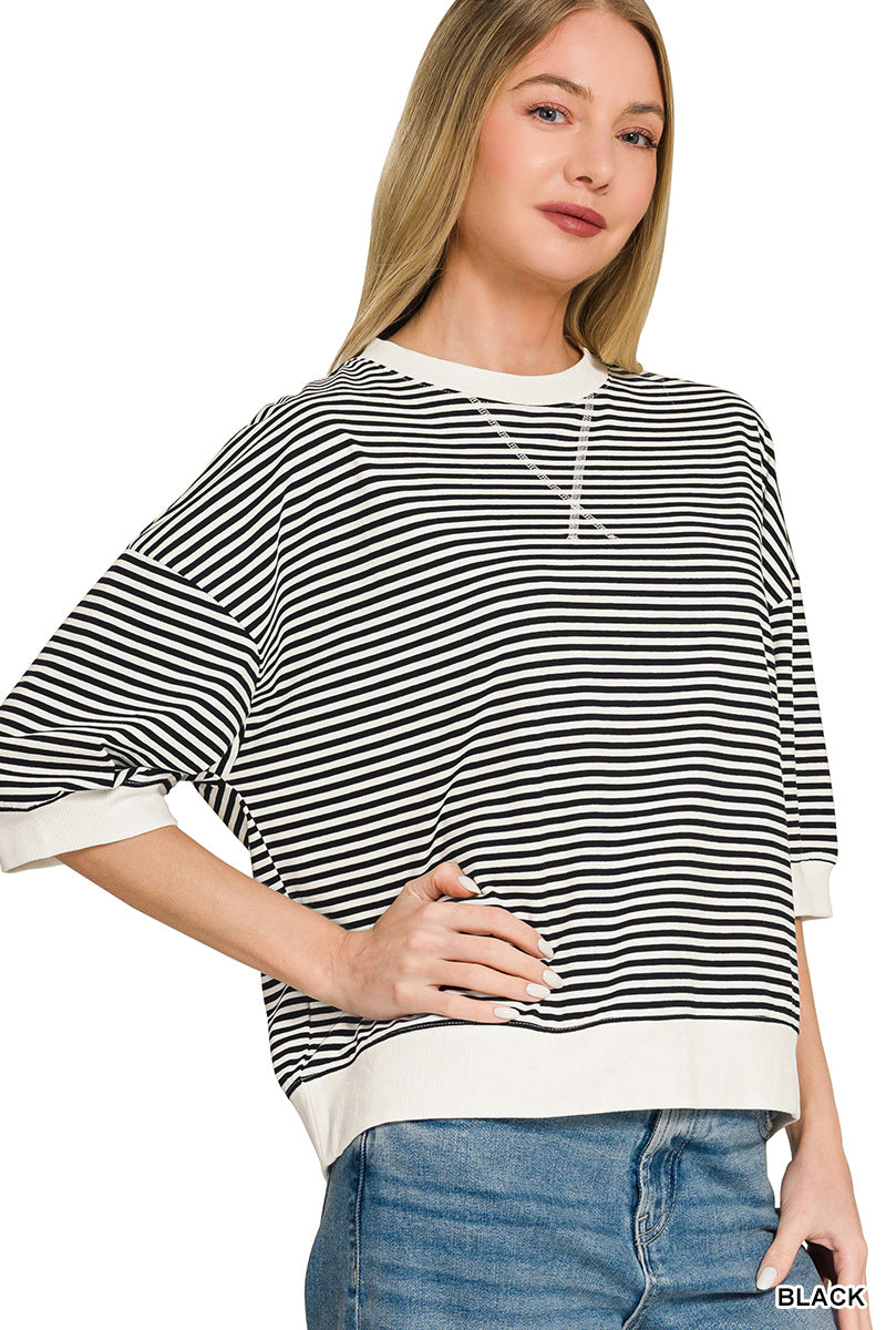 Women’s Black Striped Pullover