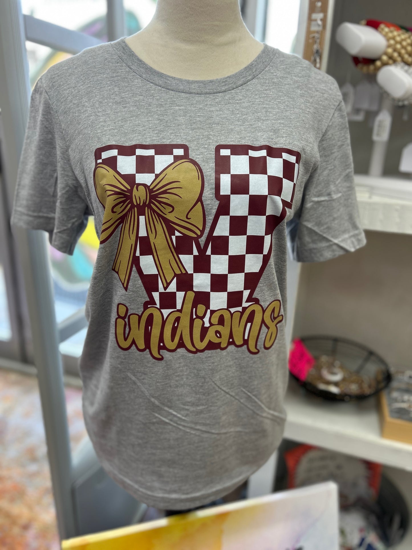 Checked Vidalia Bow T-shirt