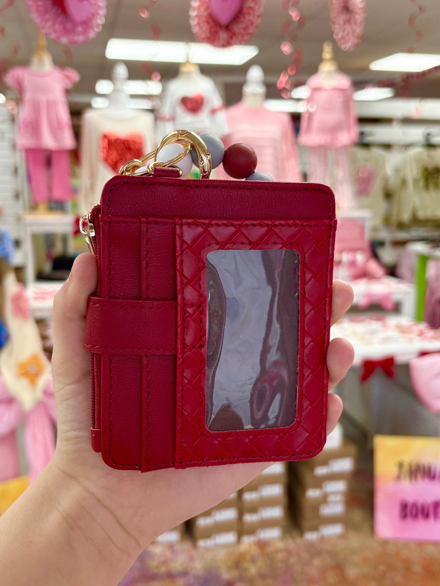 KK Red Textured Wallet Wristlet