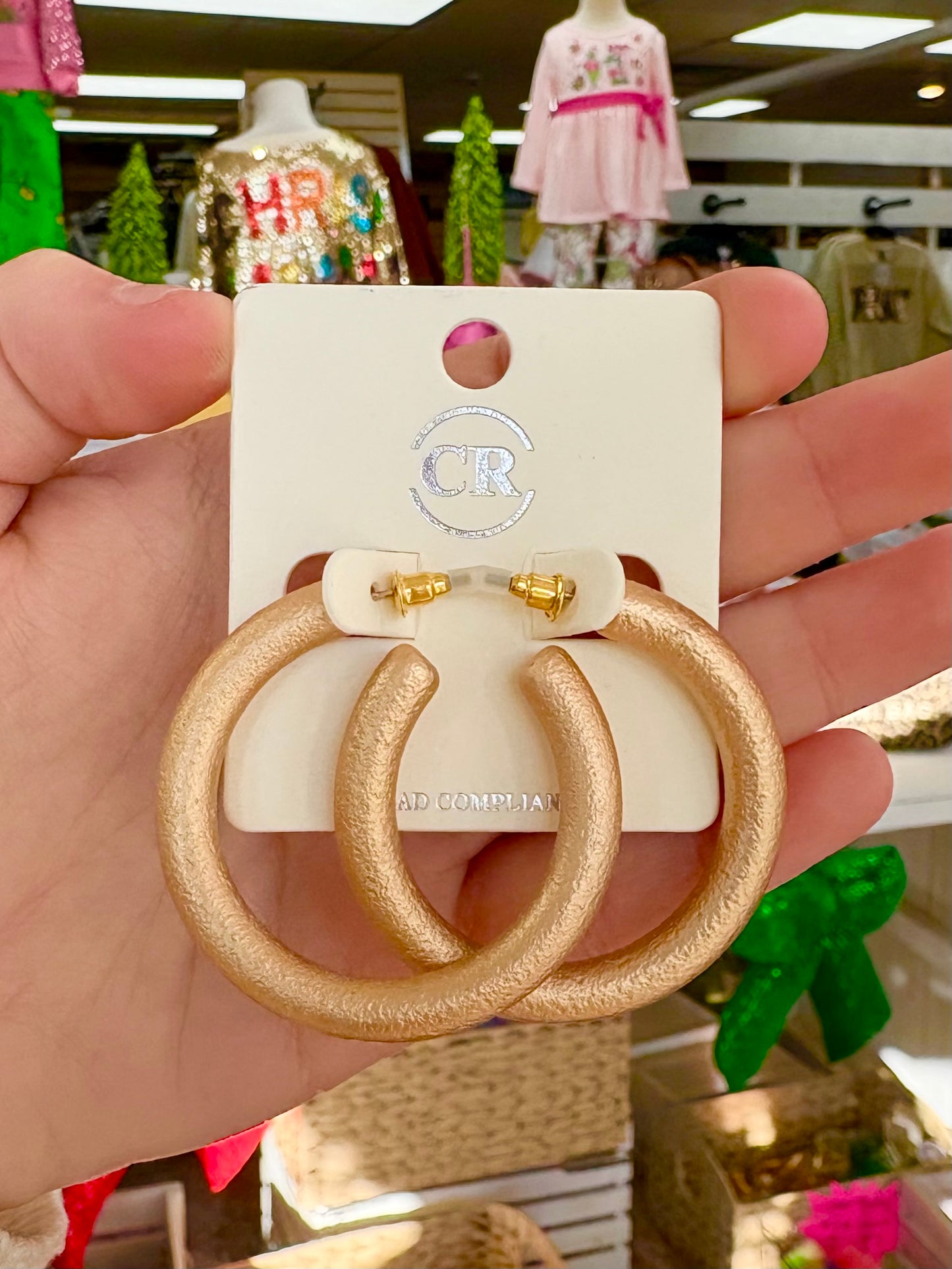 KK Large Textured Matte Gold Hoops