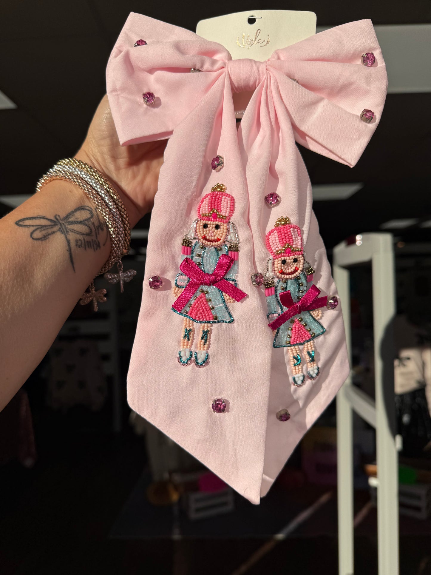 Pink Sequin Nutcracker Hairbow