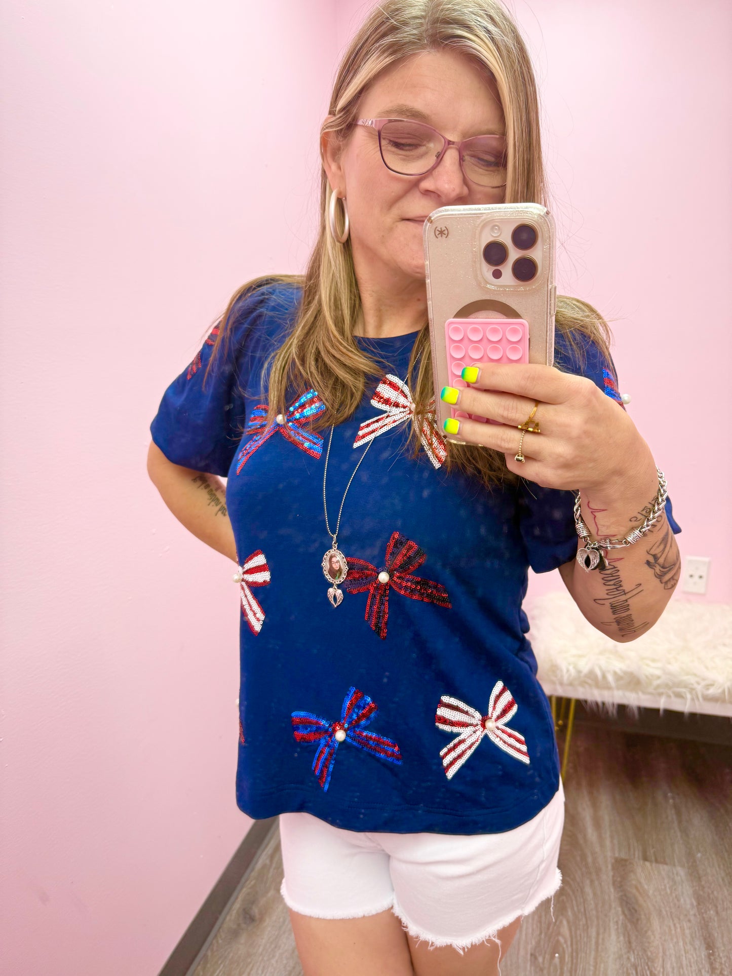 Women’s Sequin Bow Top