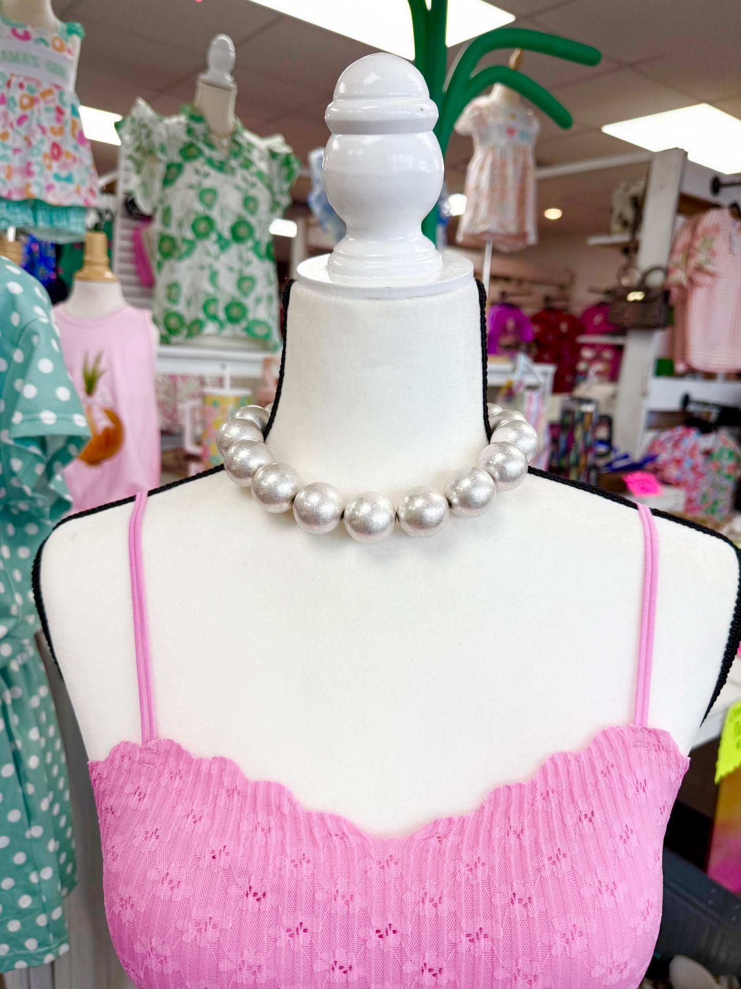 Matte Silver Chunky Necklace