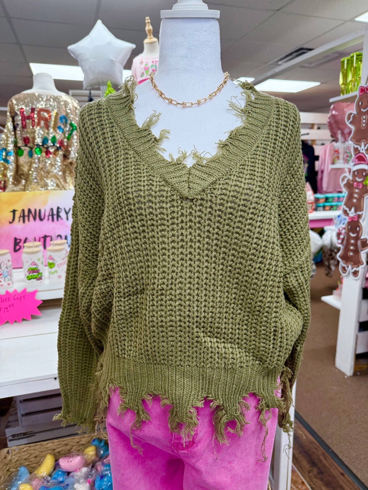 Women’s Moss Destroyed Sweater