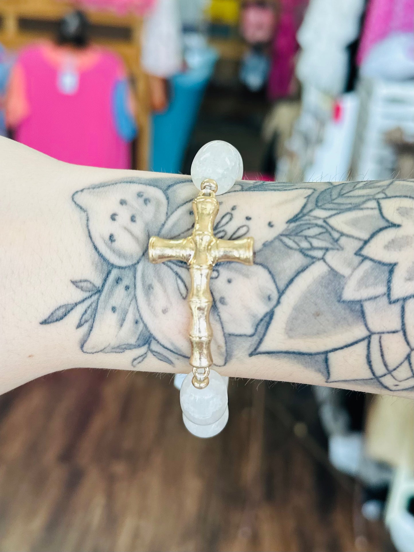 Stone Cross Bracelet