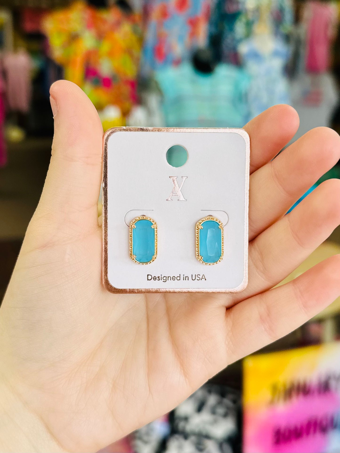 KK Blue Stone Stud Earrings