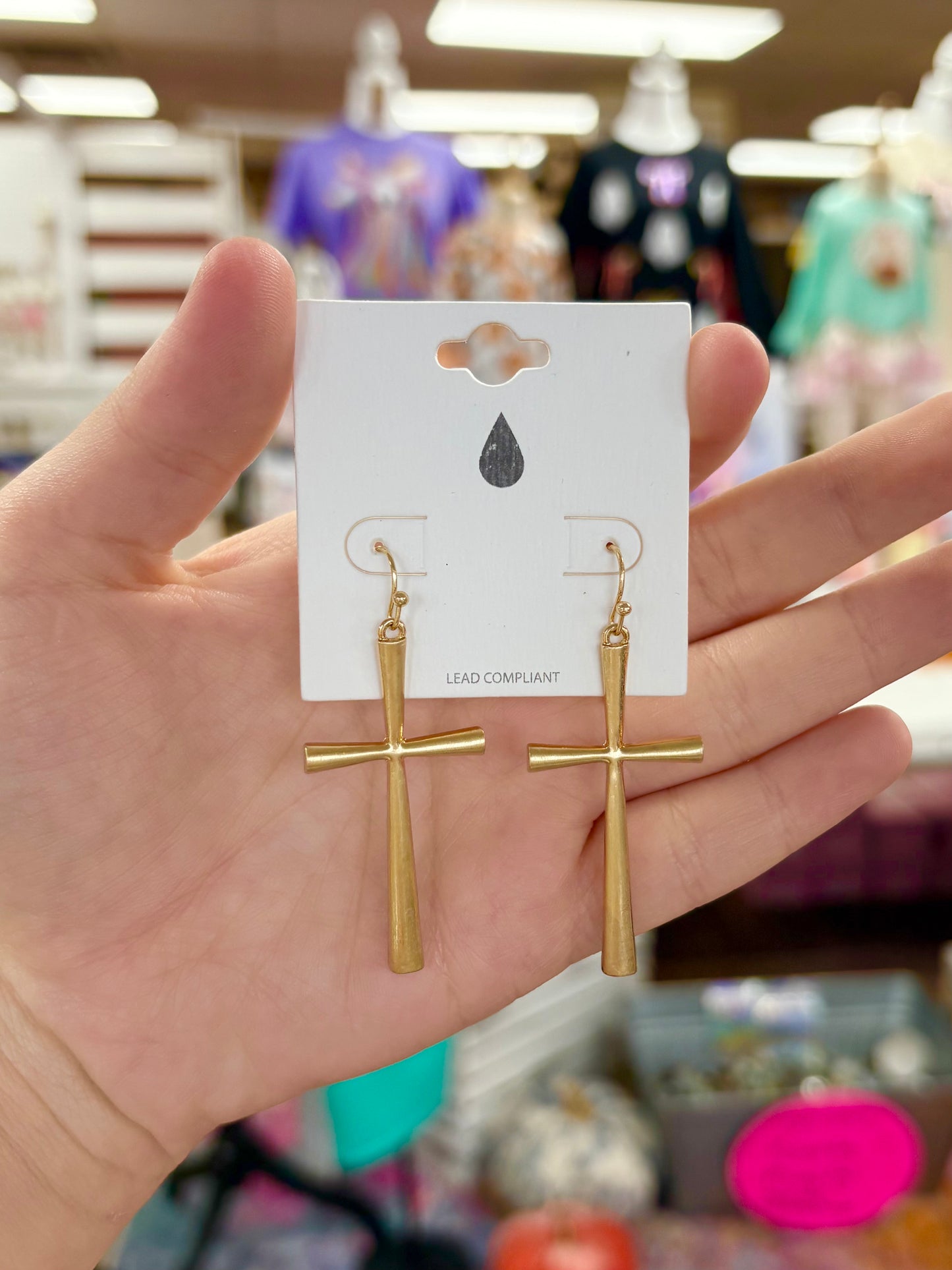 Thick Gold Cross Earrings