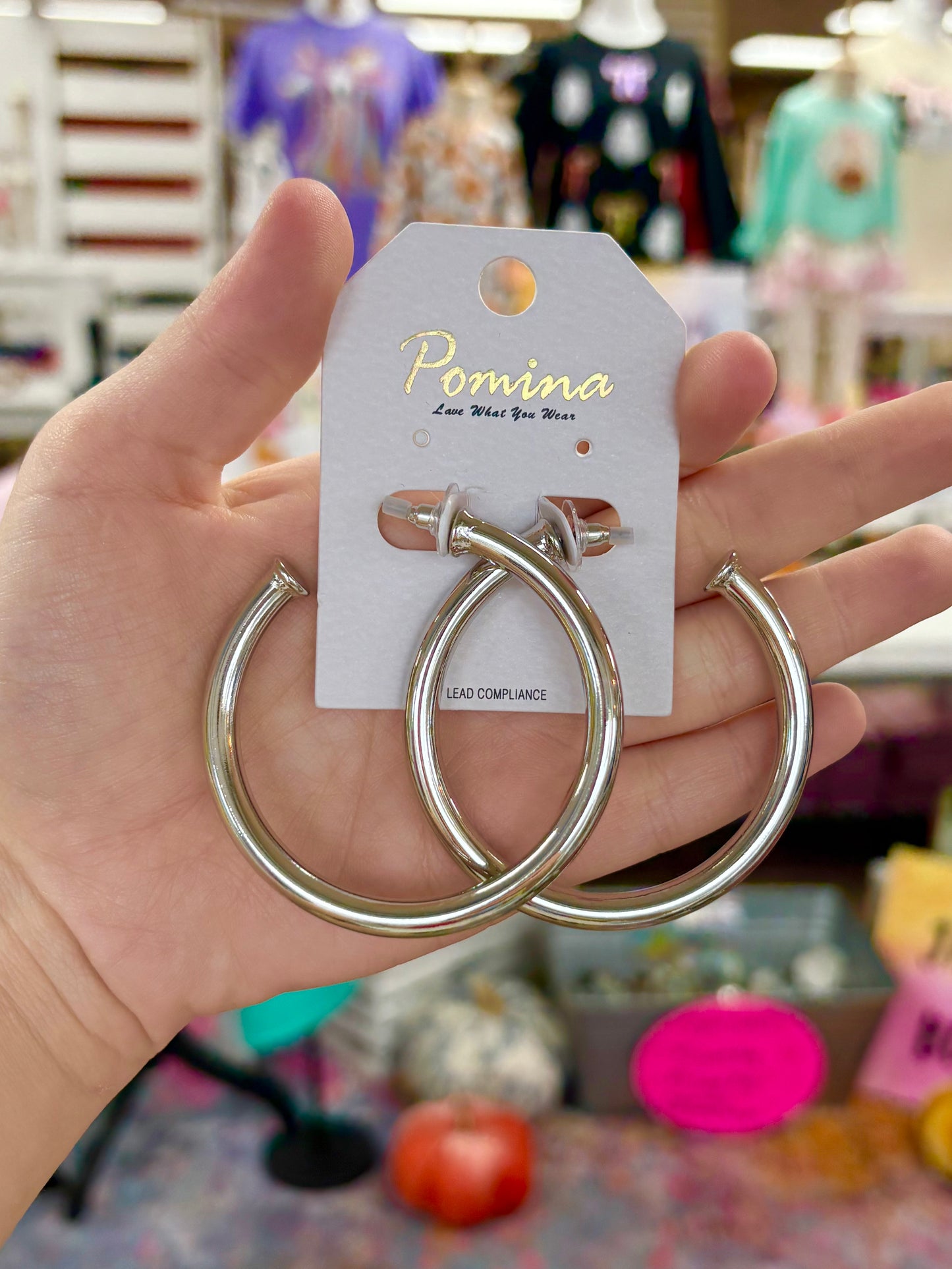 Large Shiny Silver Nail Head Hoops