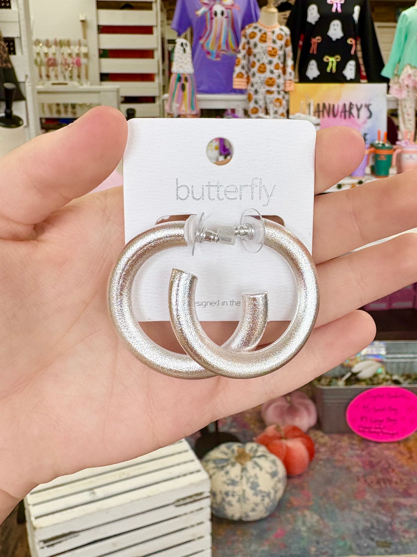 KK Matte Silver Hoops