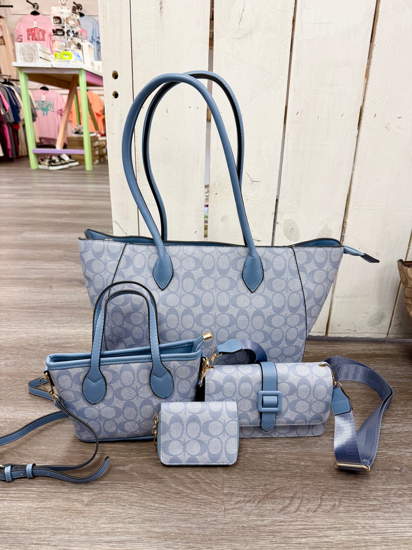 Light Blue Imitation 4-in-1 Bag Set