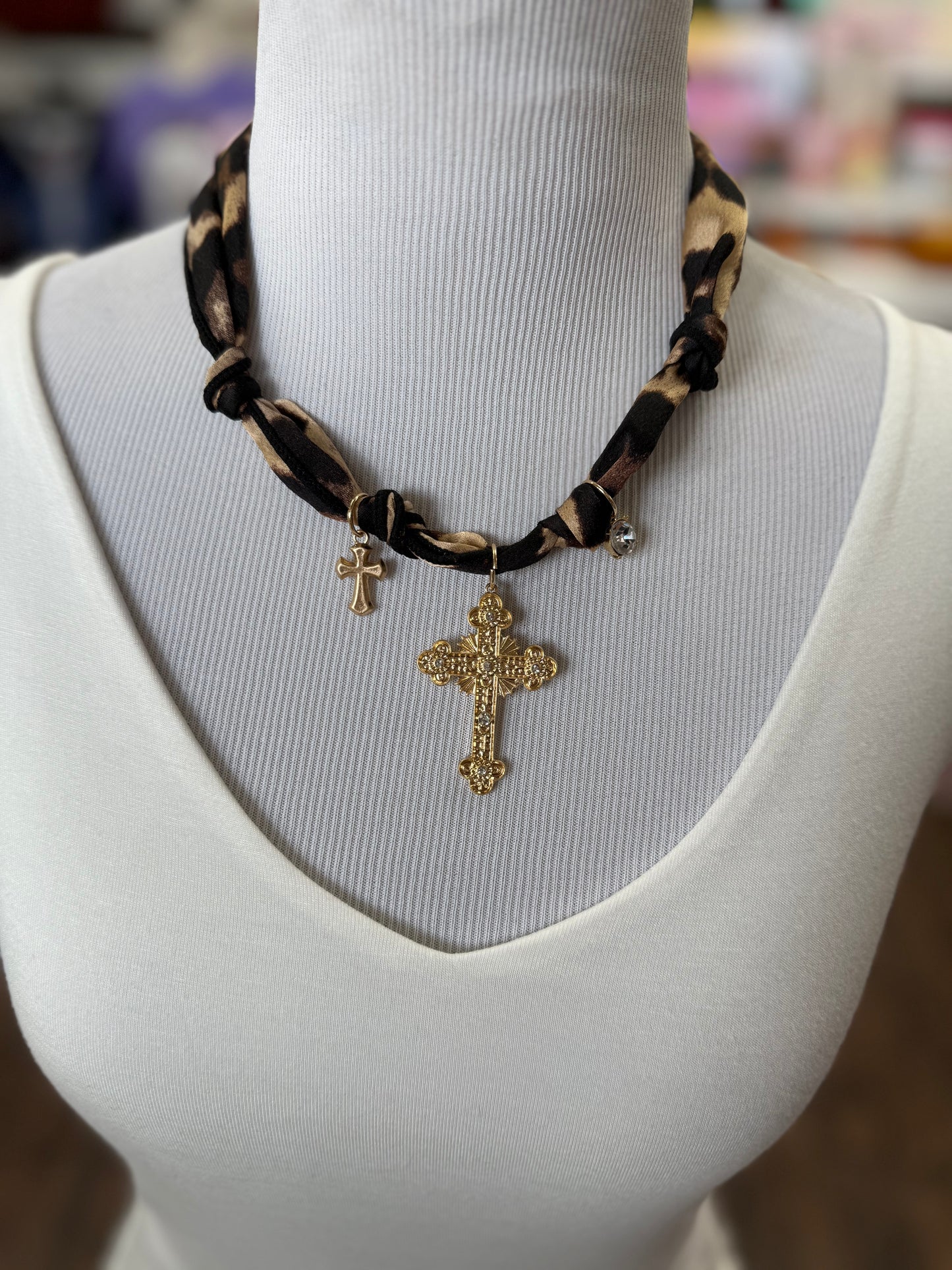 Leopard Scarf Charm Necklace