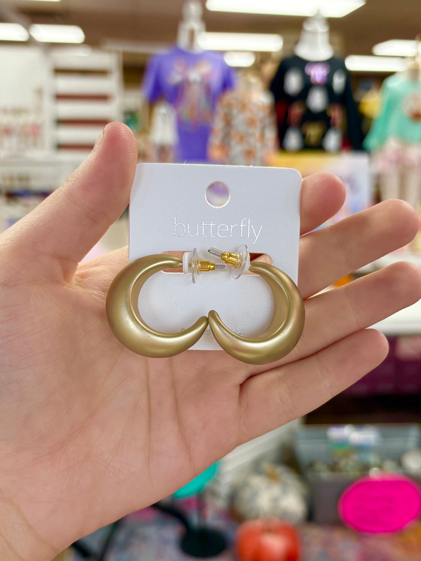 Small Thick Matte Gold Hoops
