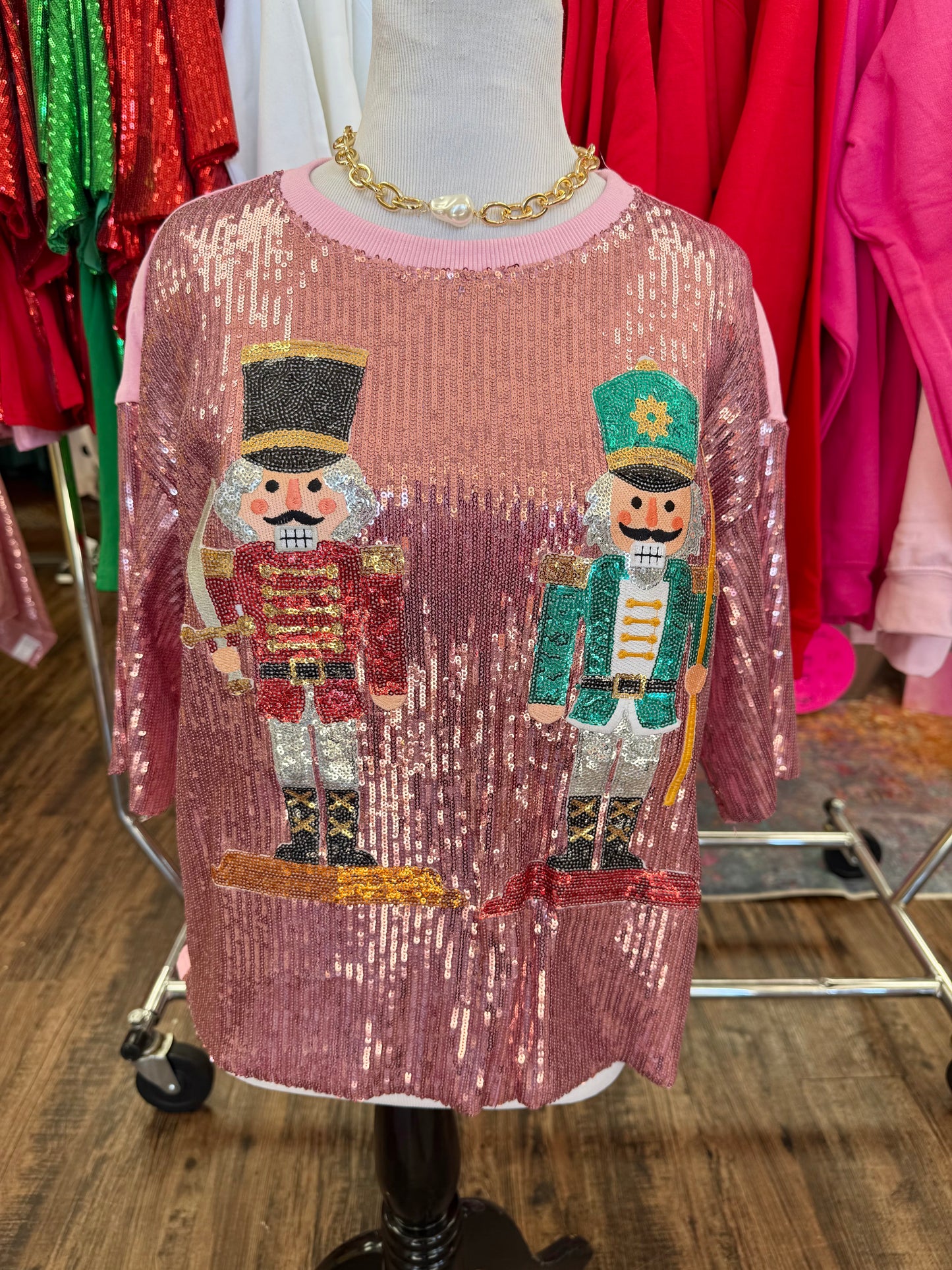 Pink Sequin Nutcrackers Top